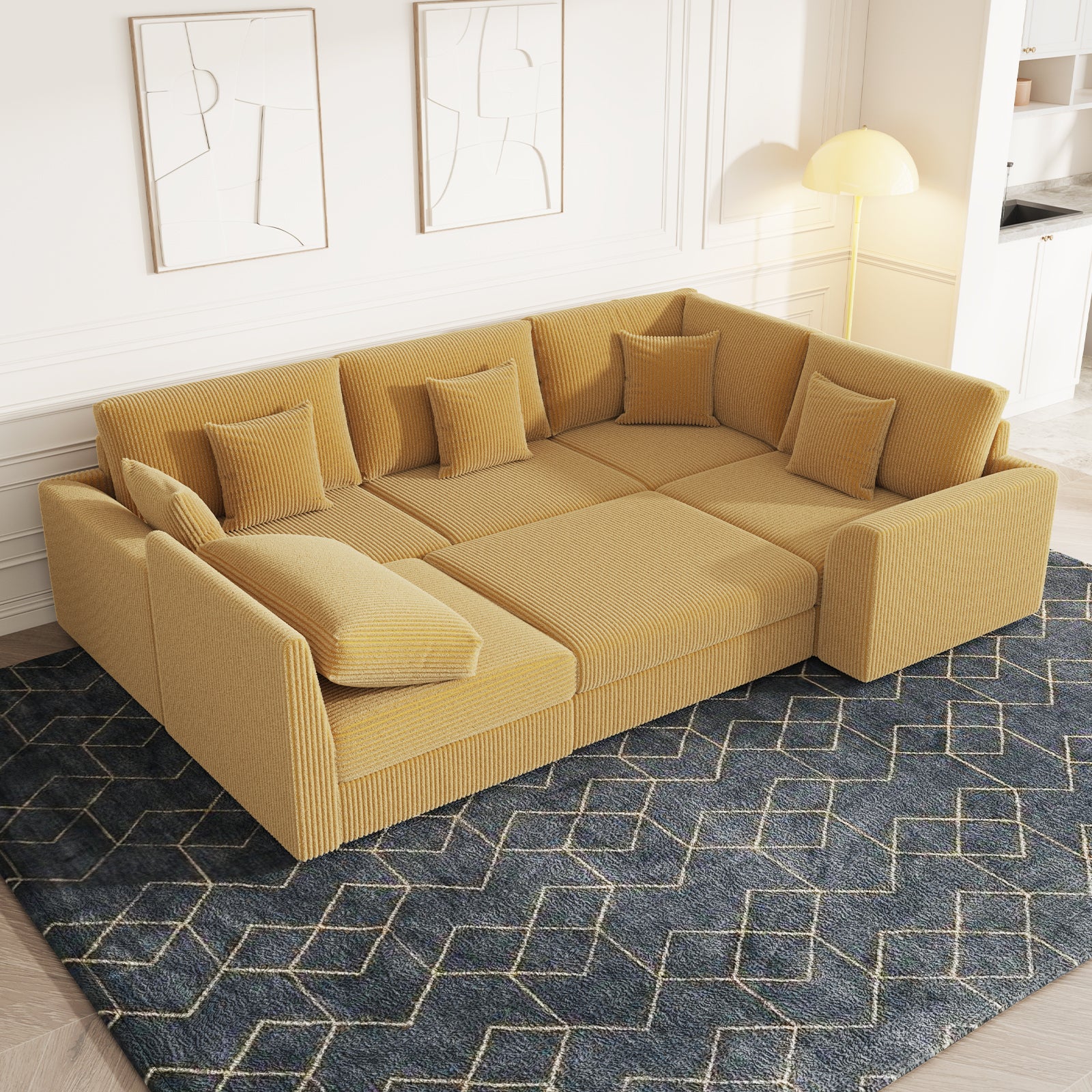 Advwin Oversized Sofa Sectional Couch Large with Ottoman
