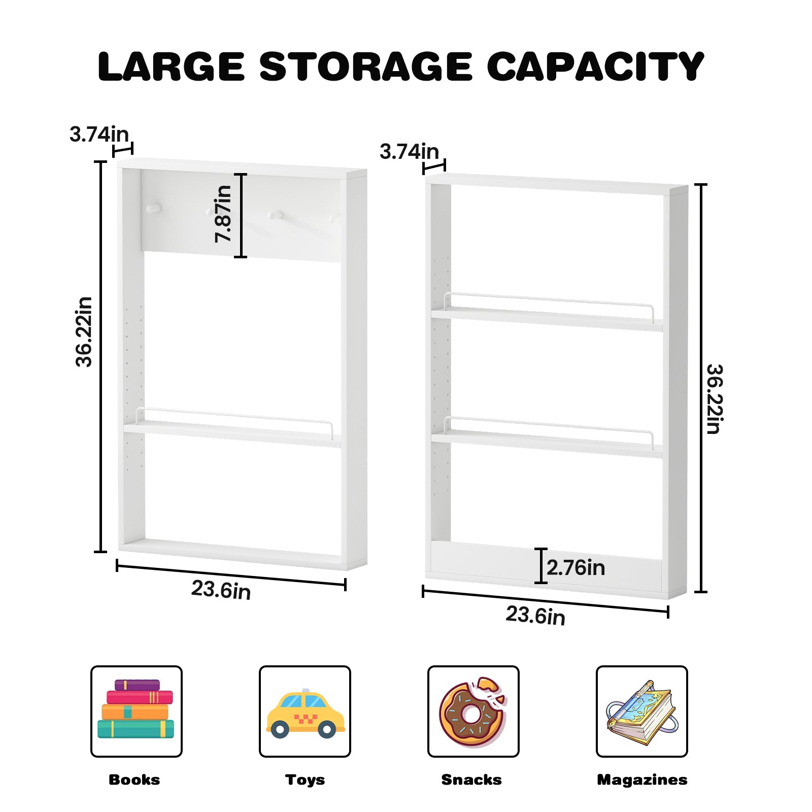 Advwin Wall Mounted Kids Bookshelf Adjustable Shelves