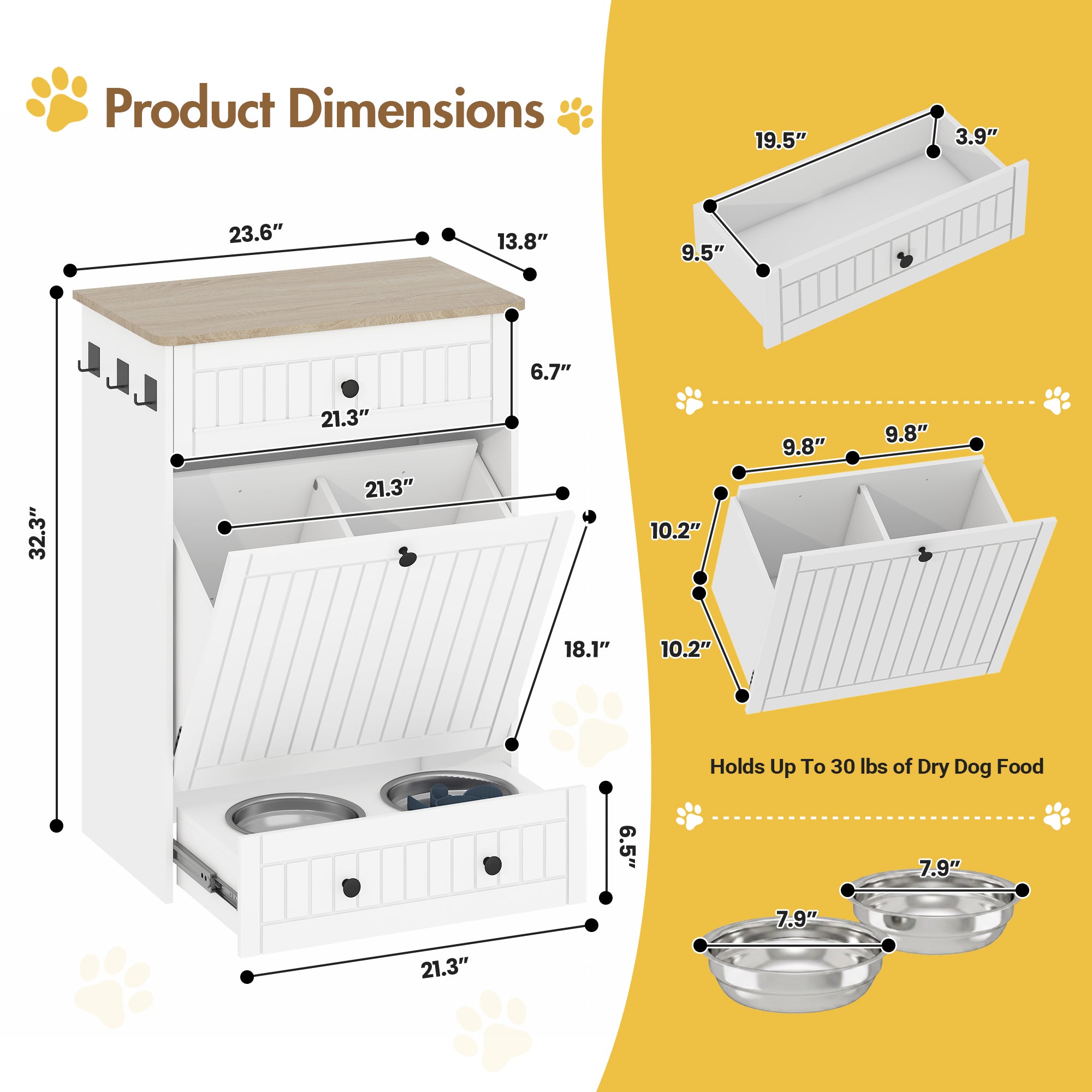 Advwin Dog Feeding Station Cabinet Slow Feeder Insert