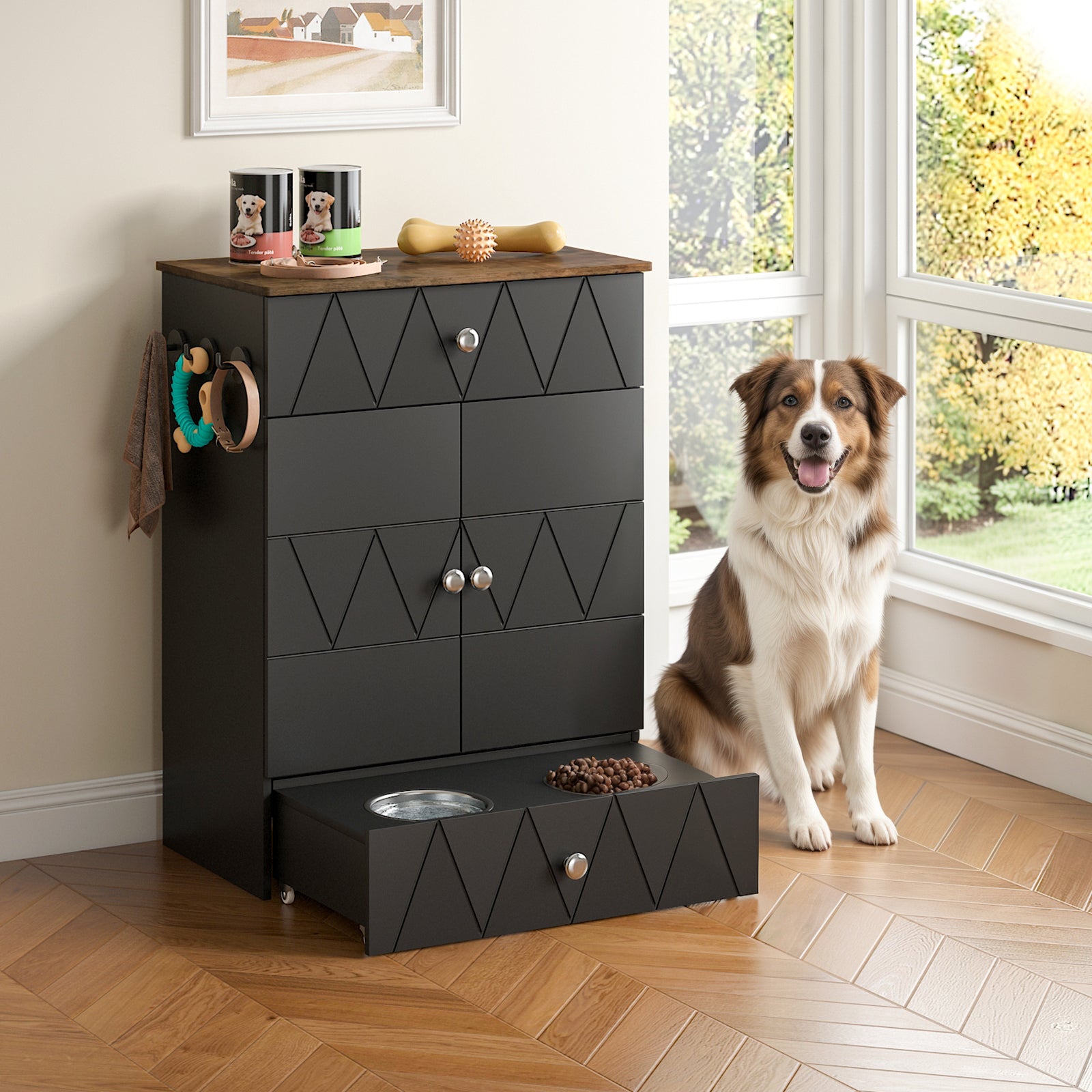 Advwin Pet Feeding Station with Storage
