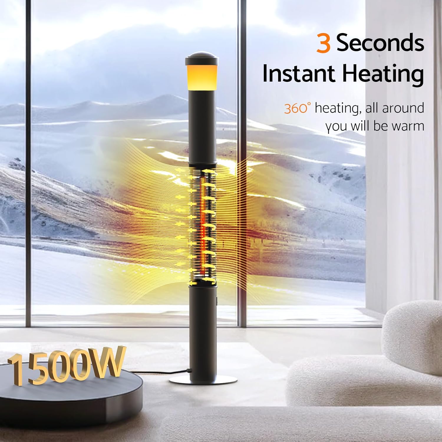 Advwin Space Heater with Remote&LED Lights