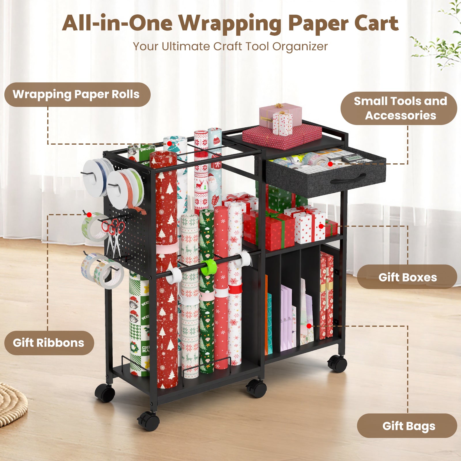 Advwin Wrapping Paper Storage Cart