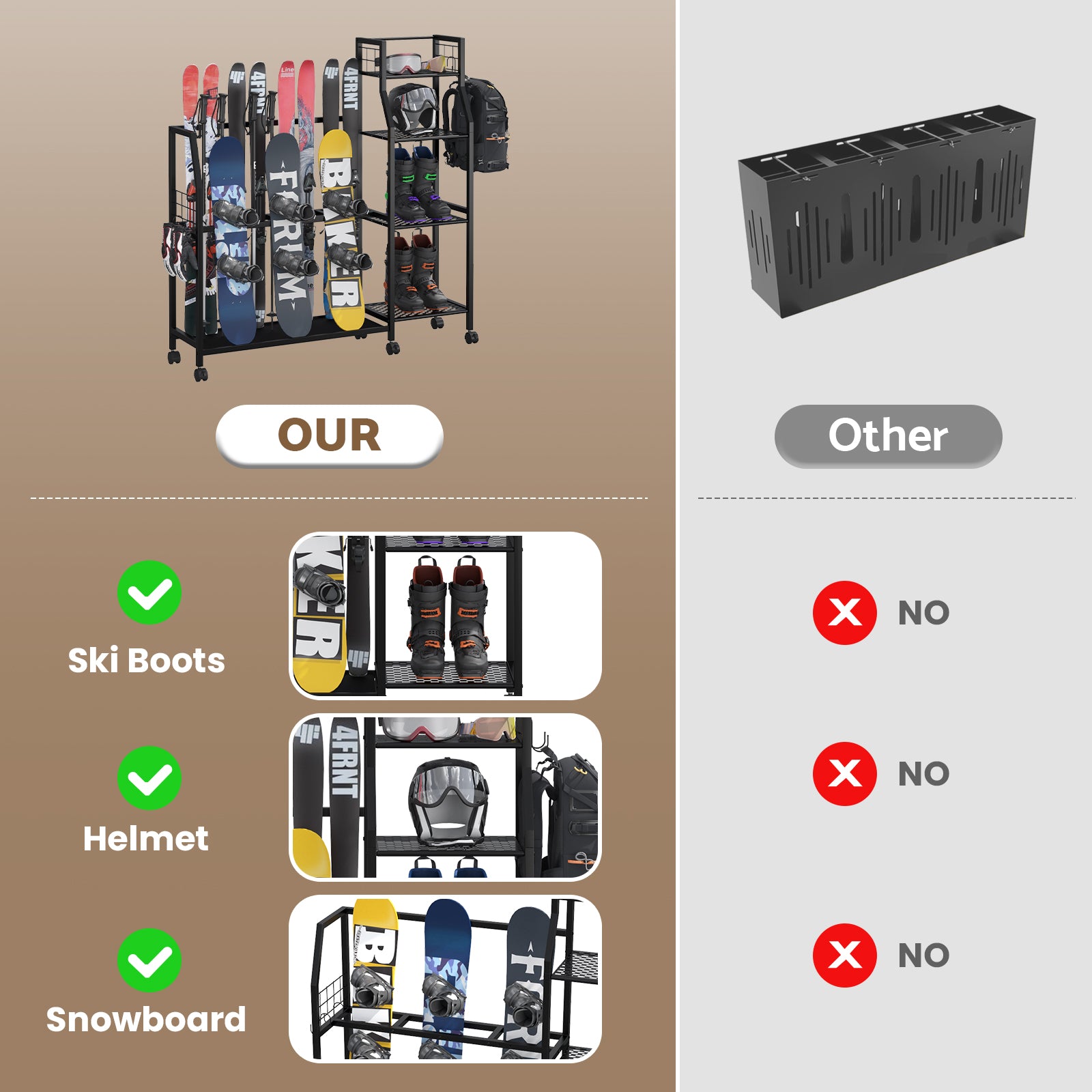 Advwin 4-Tier Freestanding Snowboard Rack