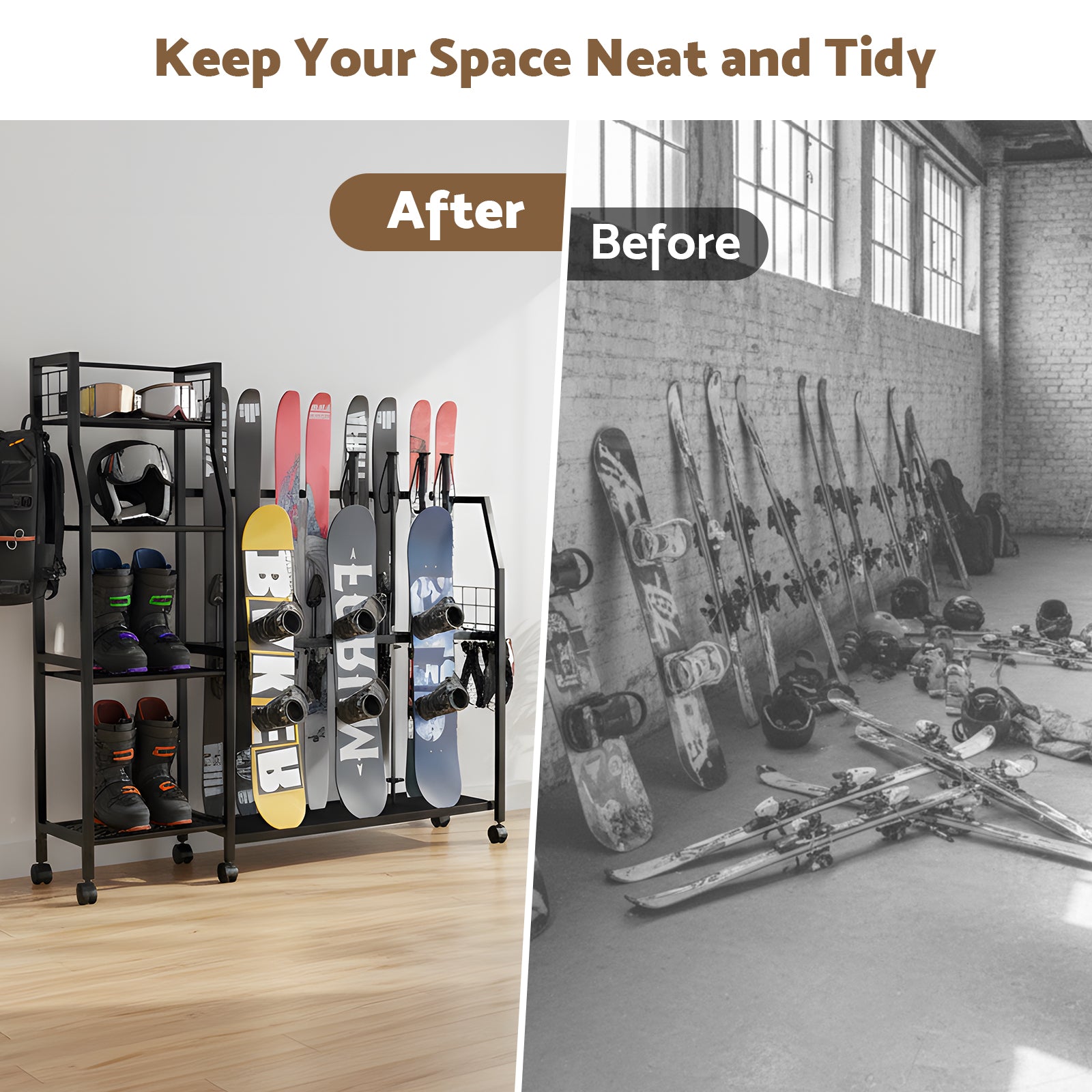 Advwin 4-Tier Freestanding Snowboard Rack