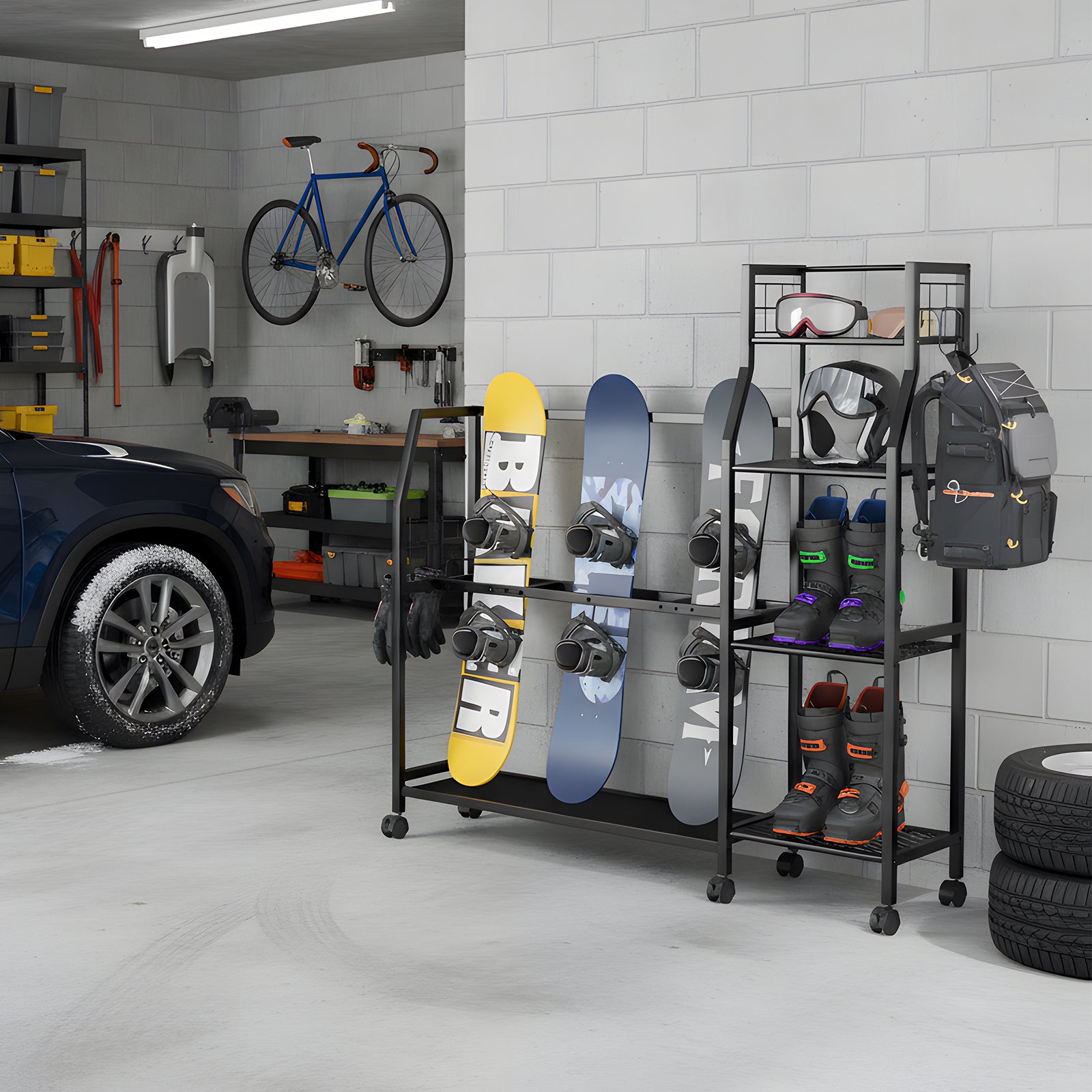 Advwin 4-Tier Freestanding Snowboard Rack