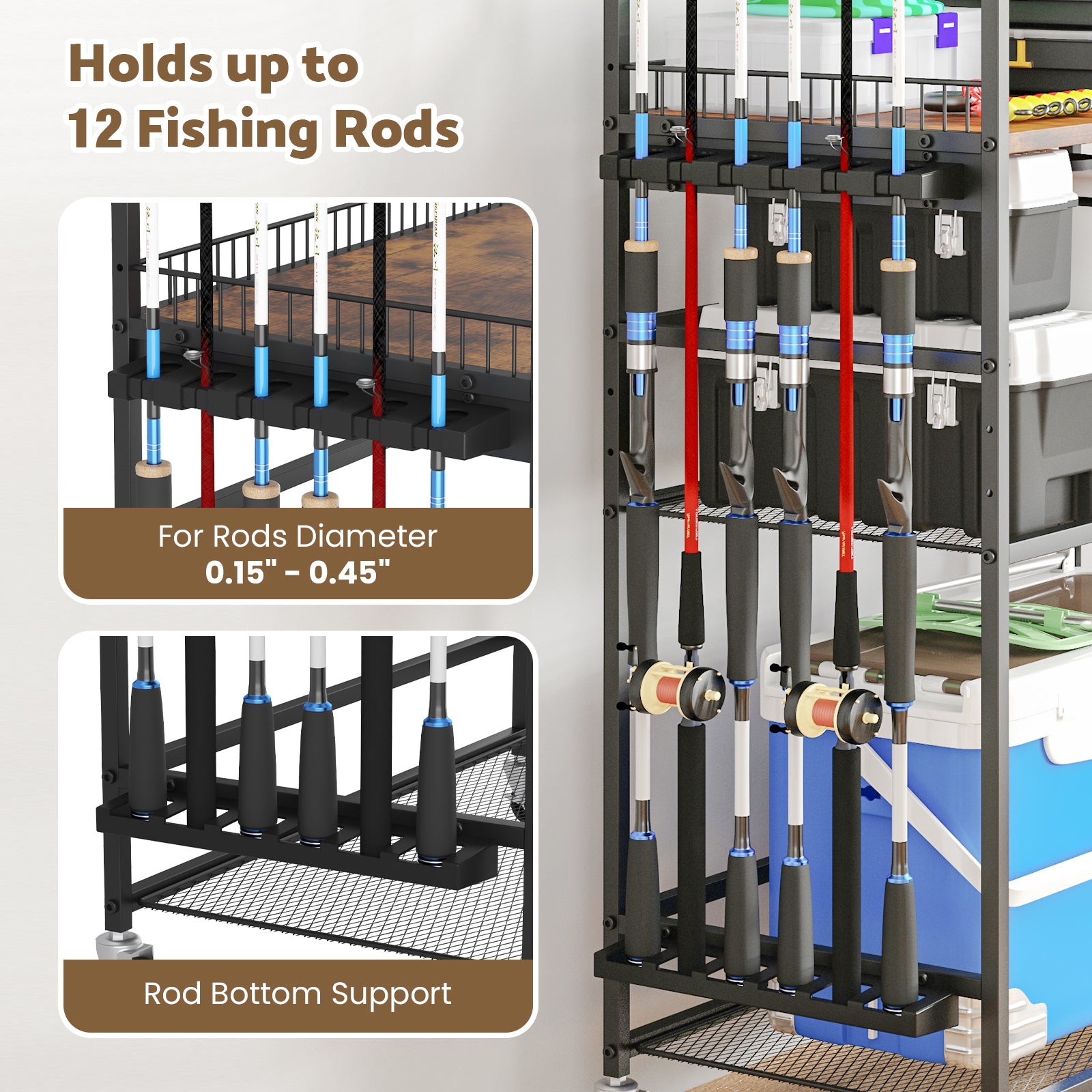 Advwin 4-Tier Heavy Duty Fishing Rod Holders