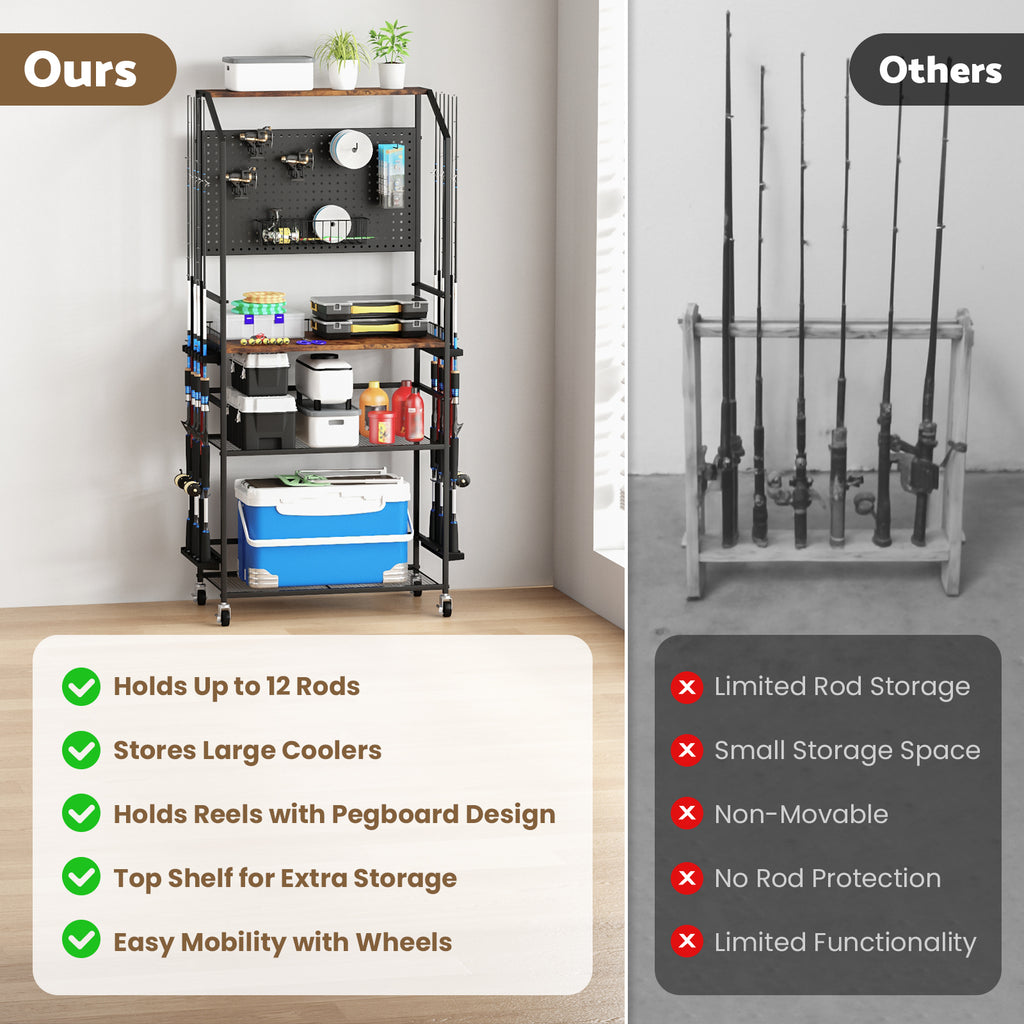 pegboard fishing rod holder Advwin 4-Tier Heavy Duty Fishing Rod Holders