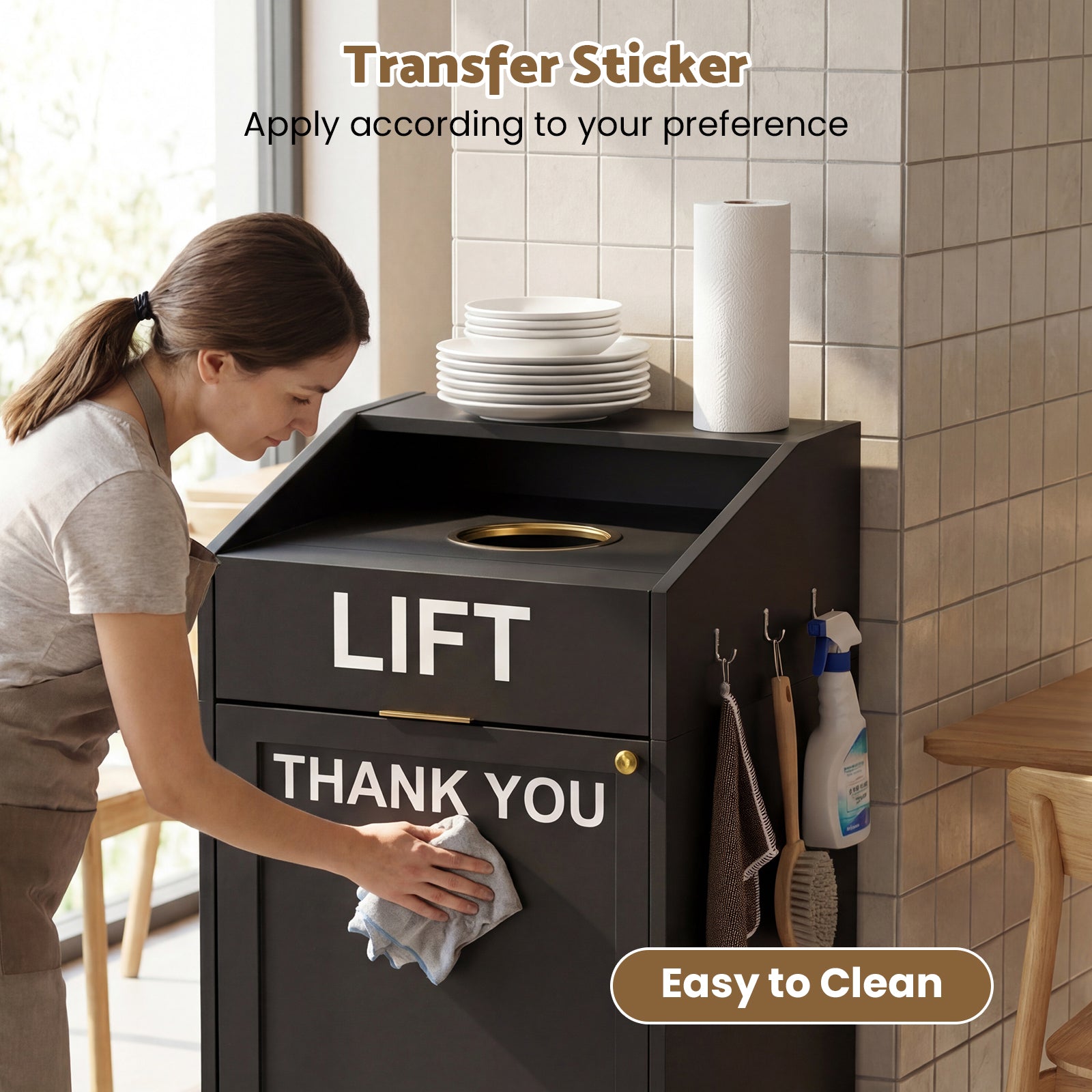 Advwin 40 Gal Commercial Trash Can Cabinet w/ Tray Holder