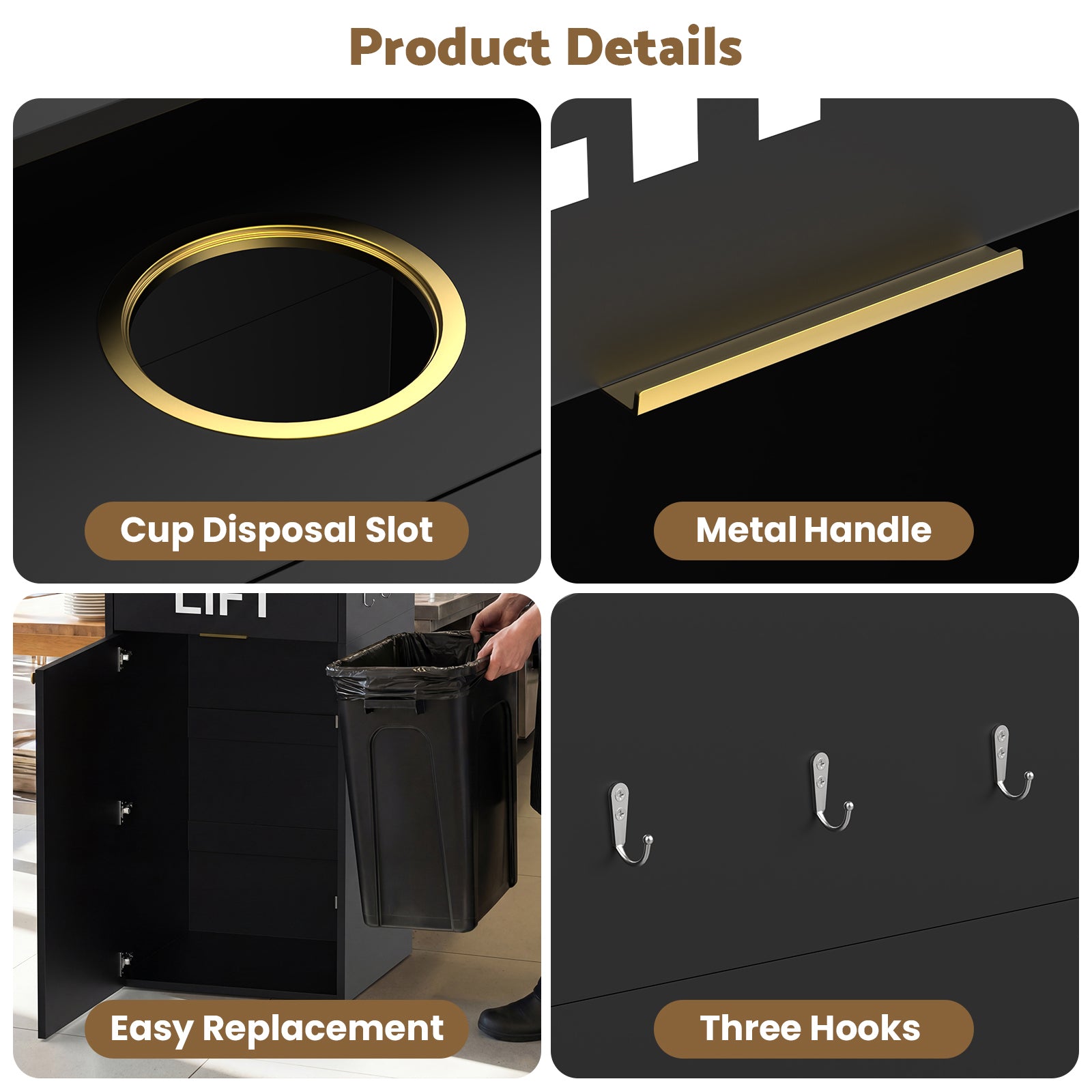 Advwin 40 Gal Commercial Trash Can Cabinet w/ Tray Holder