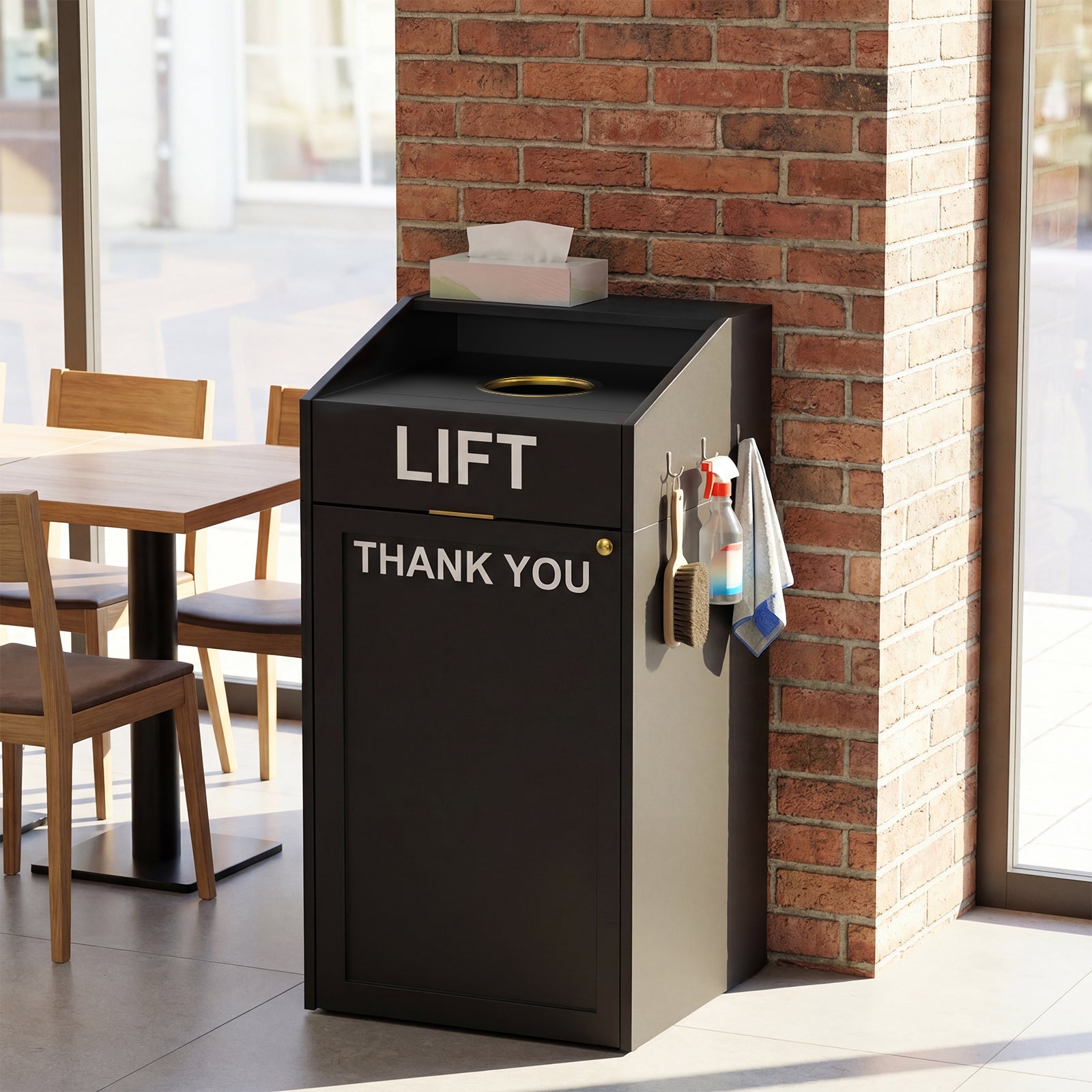 Advwin 40 Gal Commercial Trash Can Cabinet w/ Tray Holder