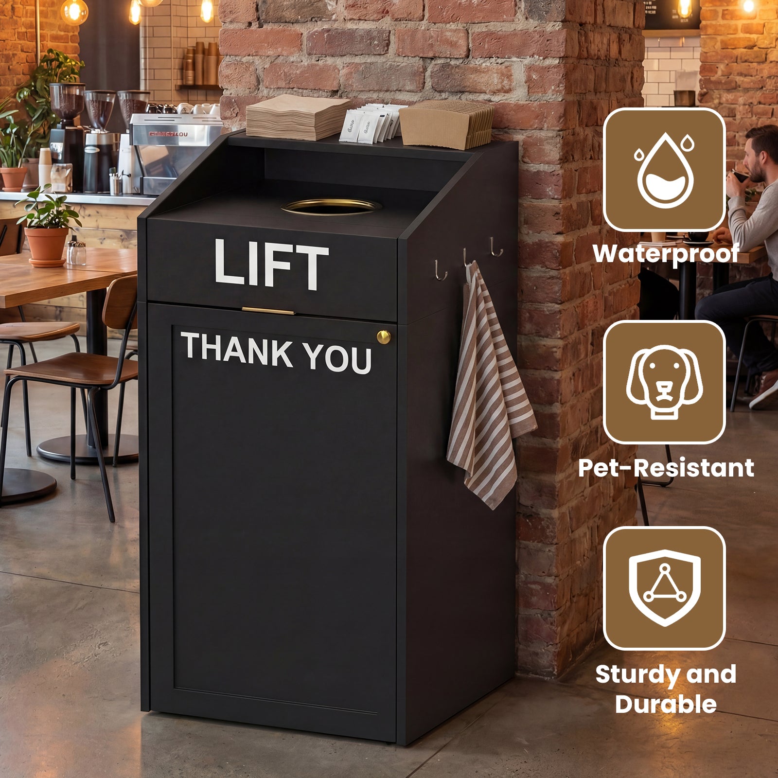 Advwin 40 Gal Commercial Trash Can Cabinet w/ Tray Holder