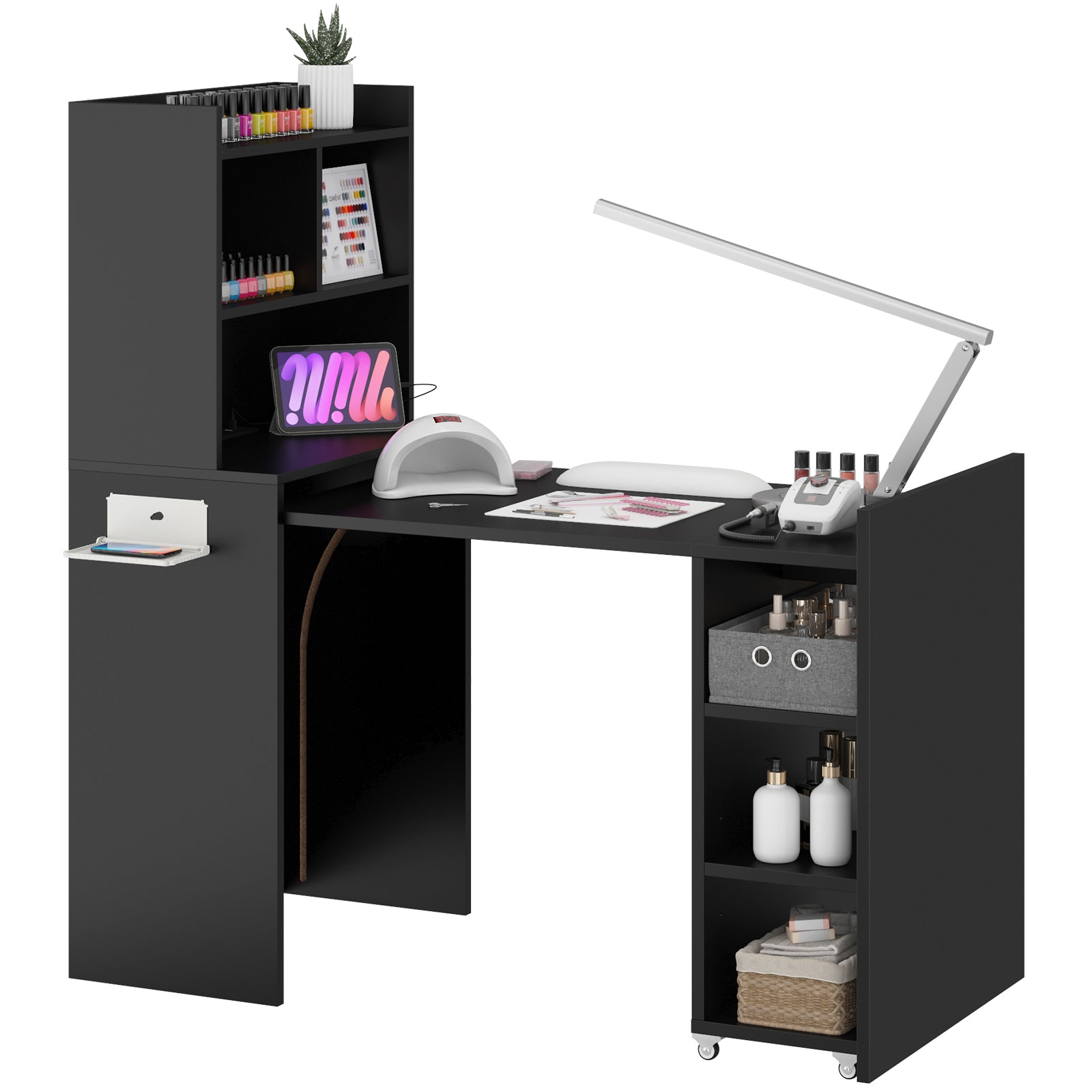 Advwin Foldable Nail Desk Storage Shelf & Fabric Drawer