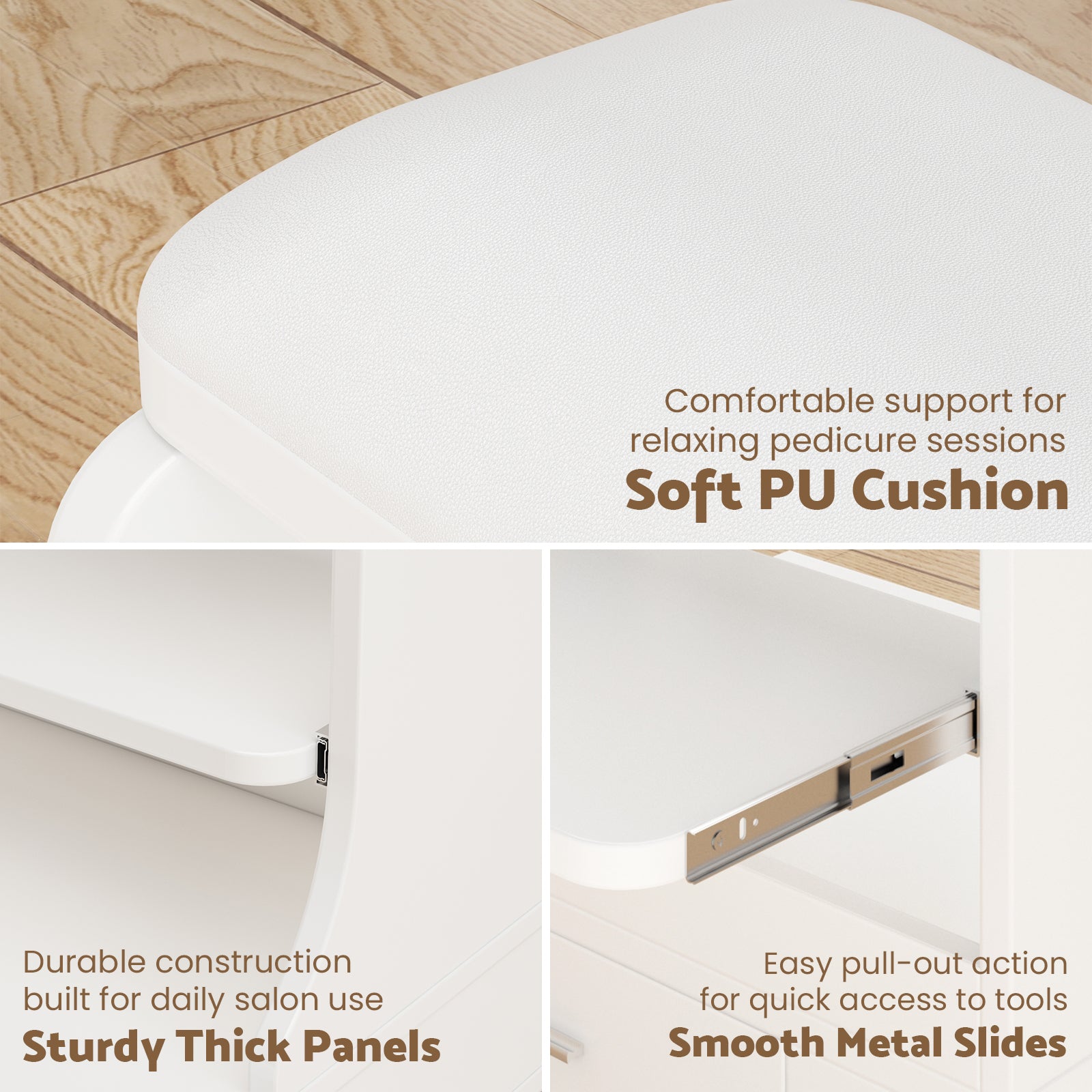 Advwin Portable Pedicure Foot Rest w/Wheels