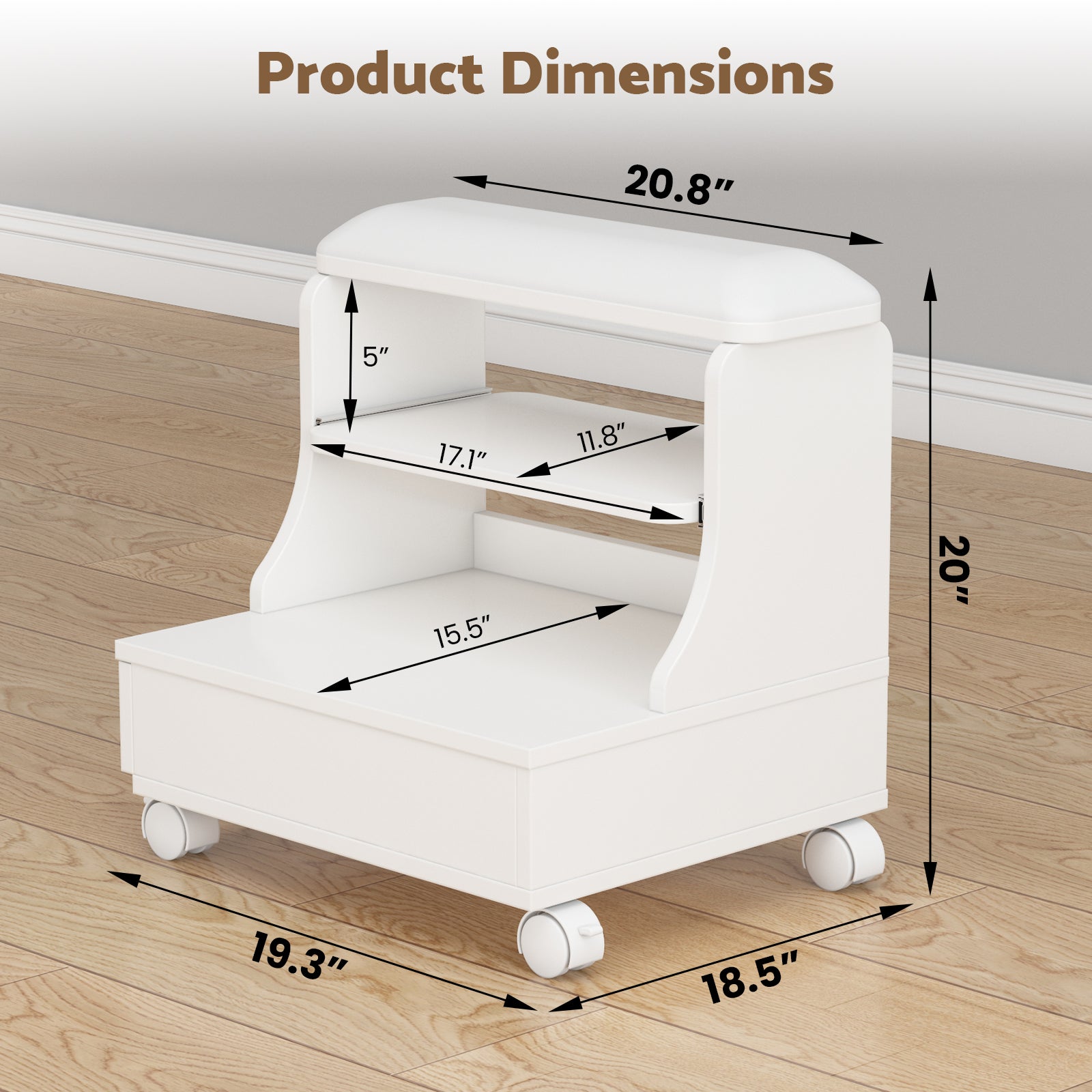 Advwin Portable Pedicure Foot Rest w/Wheels