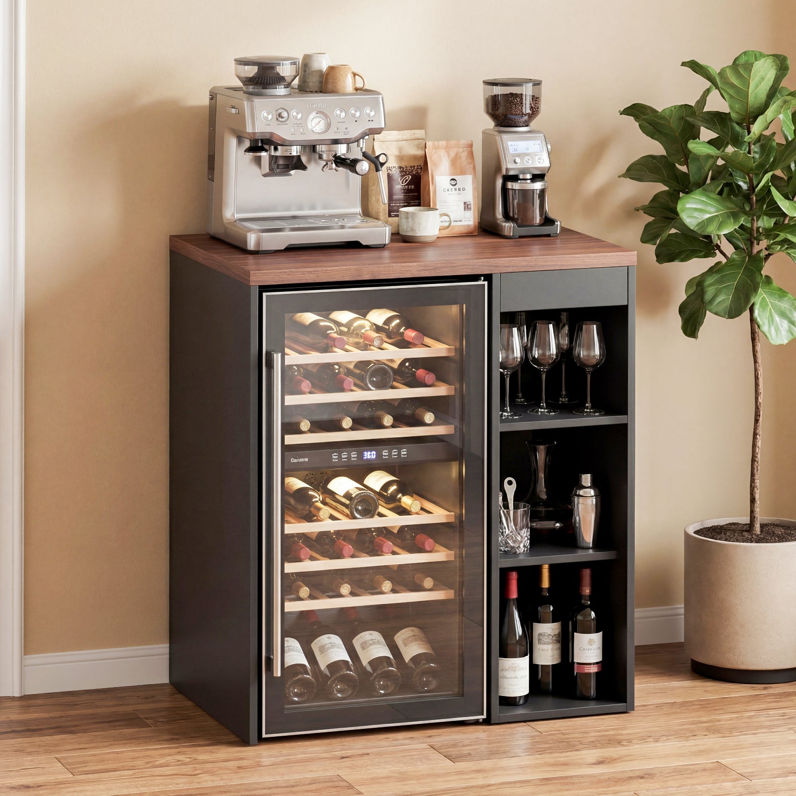 Advwin Coffee Bar Cabinet with Fridge Space