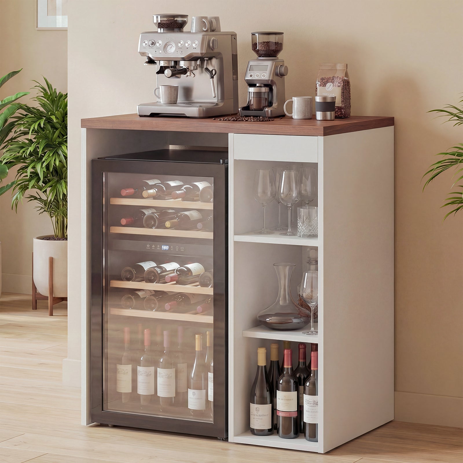 Advwin Coffee Bar Cabinet with Fridge Space