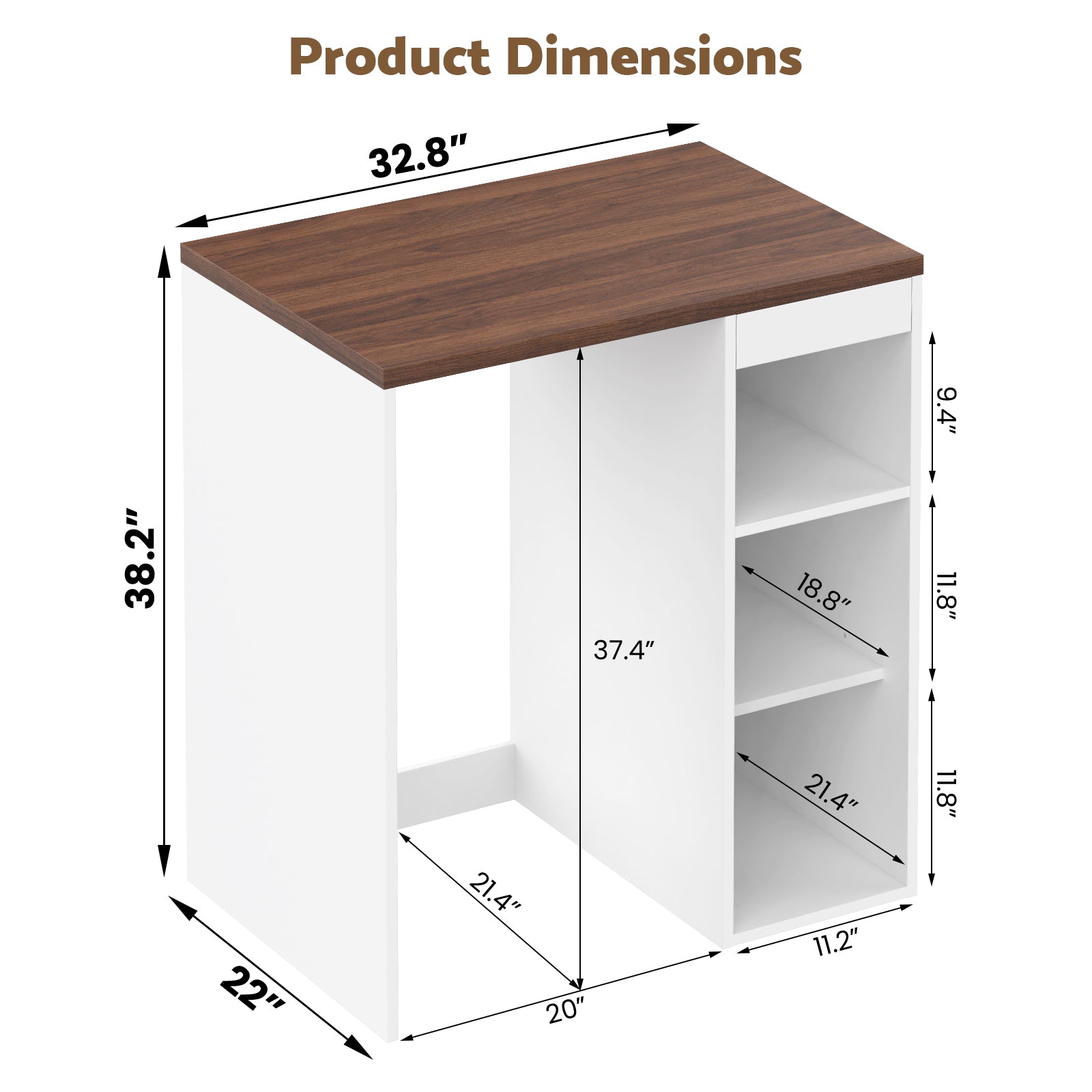 Advwin Coffee Bar Cabinet with Fridge Space