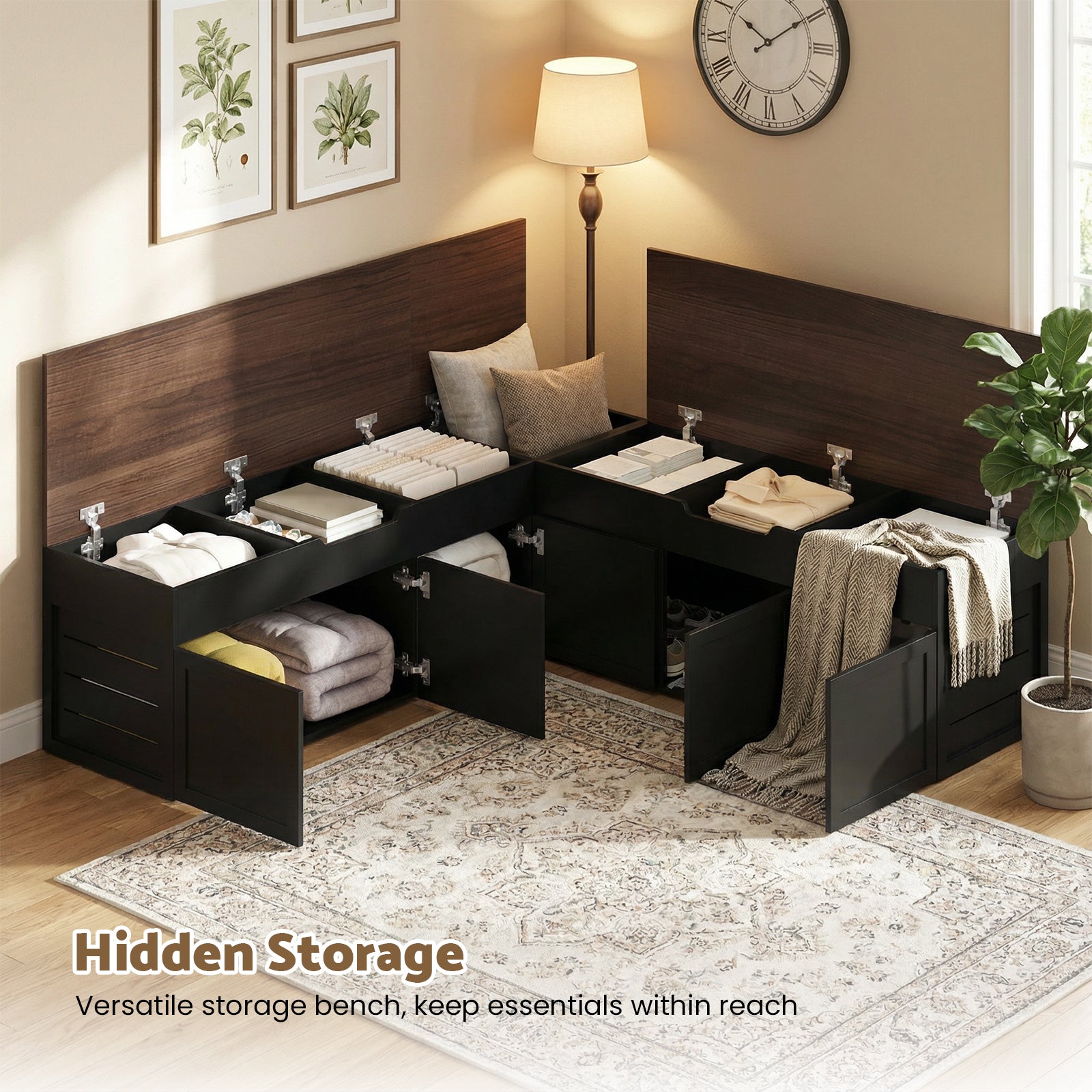 Advwin L-Shaped Corner Storage Bench