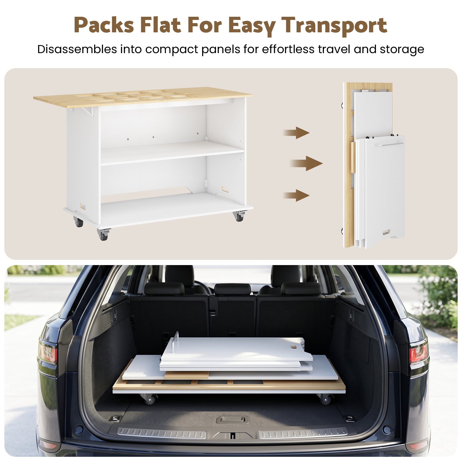 Advwin 46" Foldable Buffet Table on Wheels