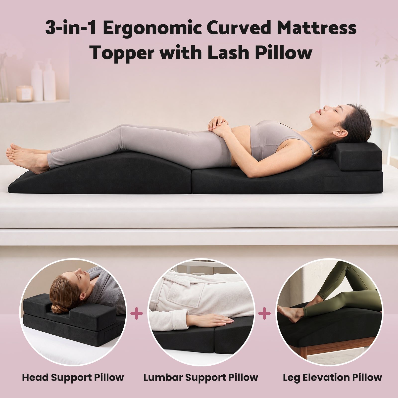 Advwin Foldable Lash Bed Topper with Lash Pillow