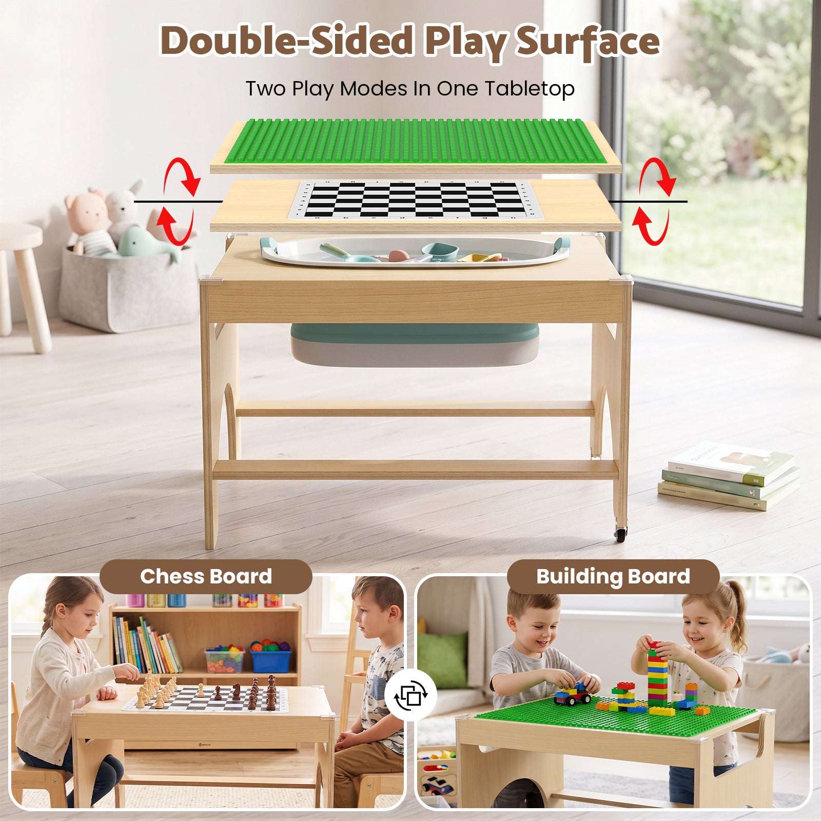 Advwin 5-in-1 Kids Wooden Activity Table