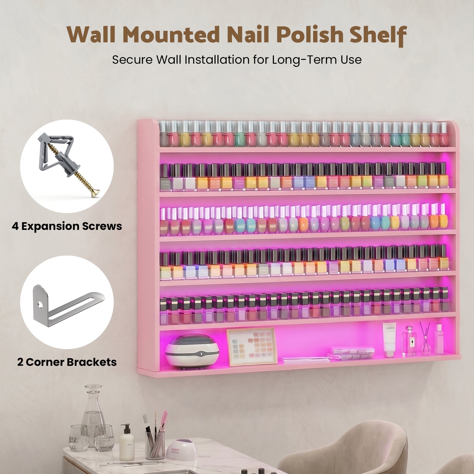Advwin 6 Tiers Wood Nail Polish Rack w/ Drawer