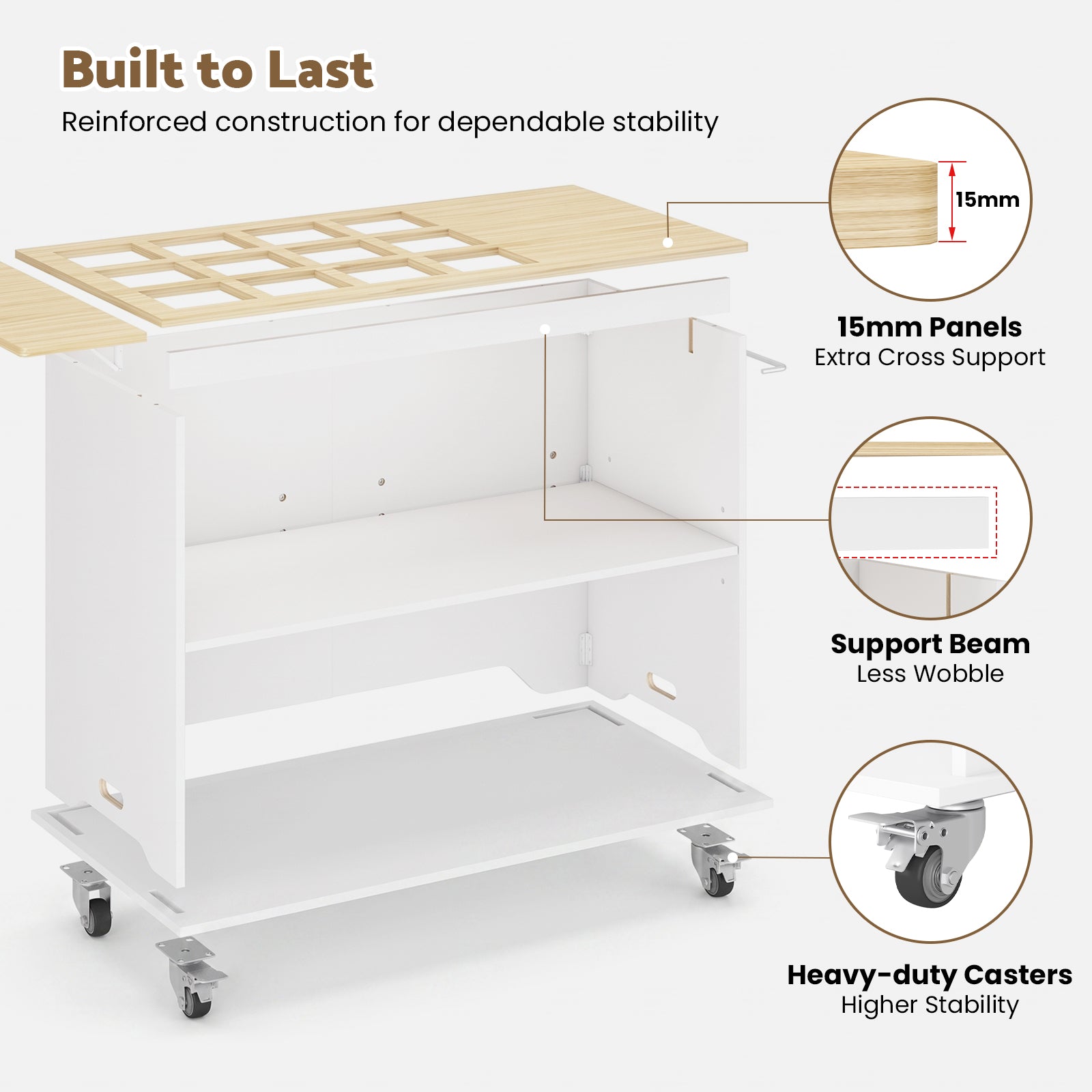 Advwin 46" Foldable Buffet Table on Wheels