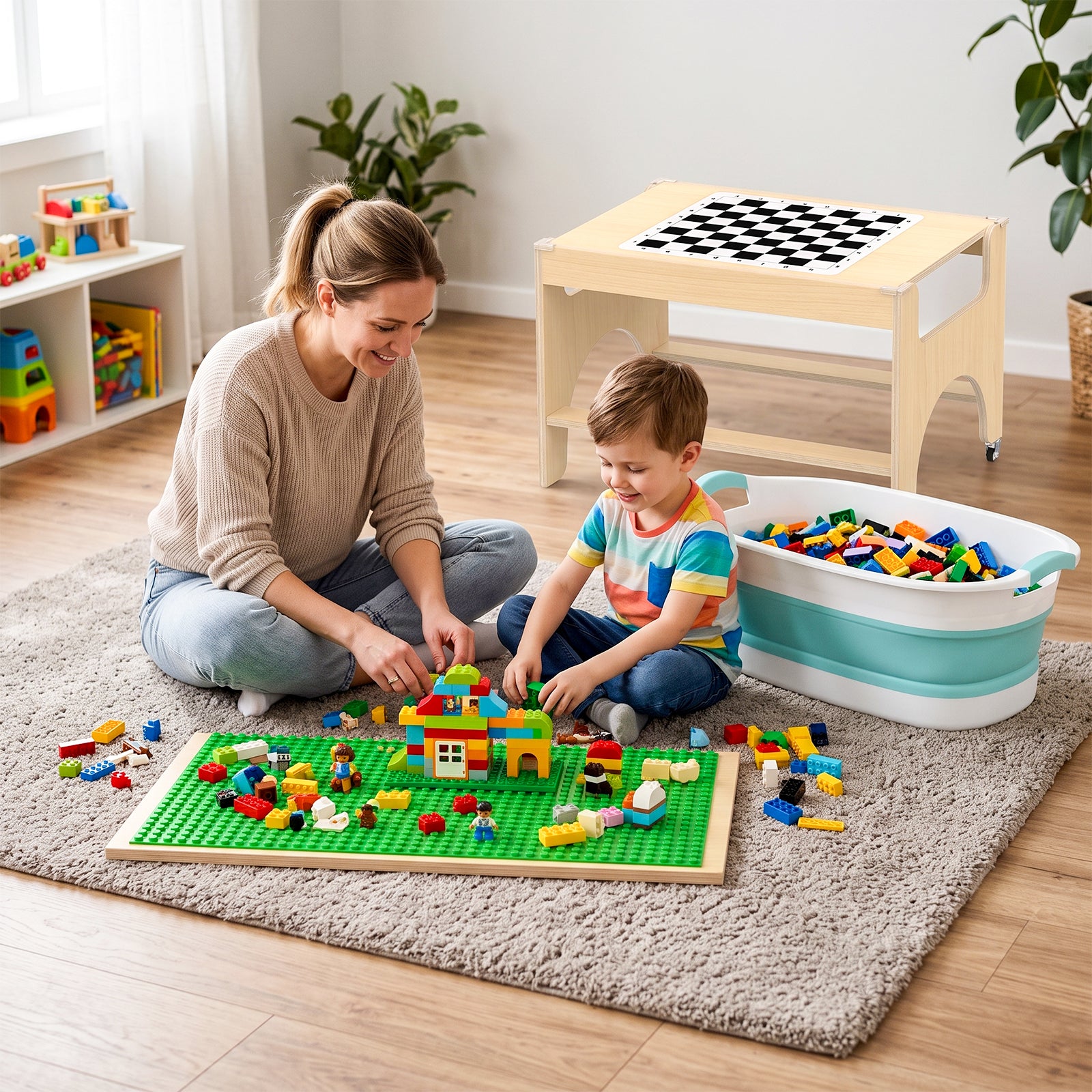 Advwin 5-in-1 Kids Wooden Activity Table