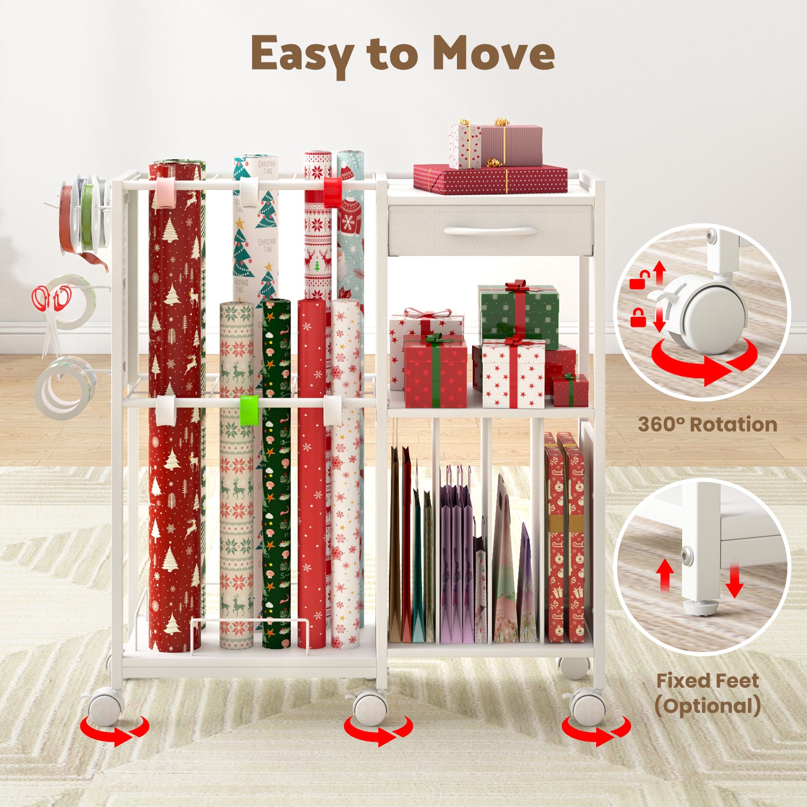 Advwin Wrapping Paper Storage Cart