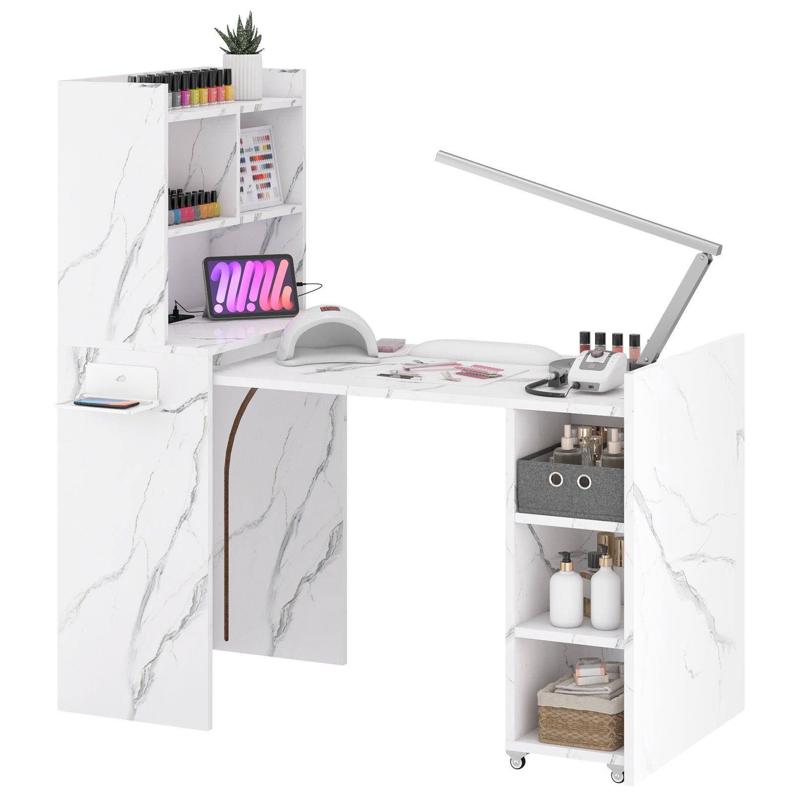 Advwin Foldable Nail Desk Storage Shelf & Fabric Drawer