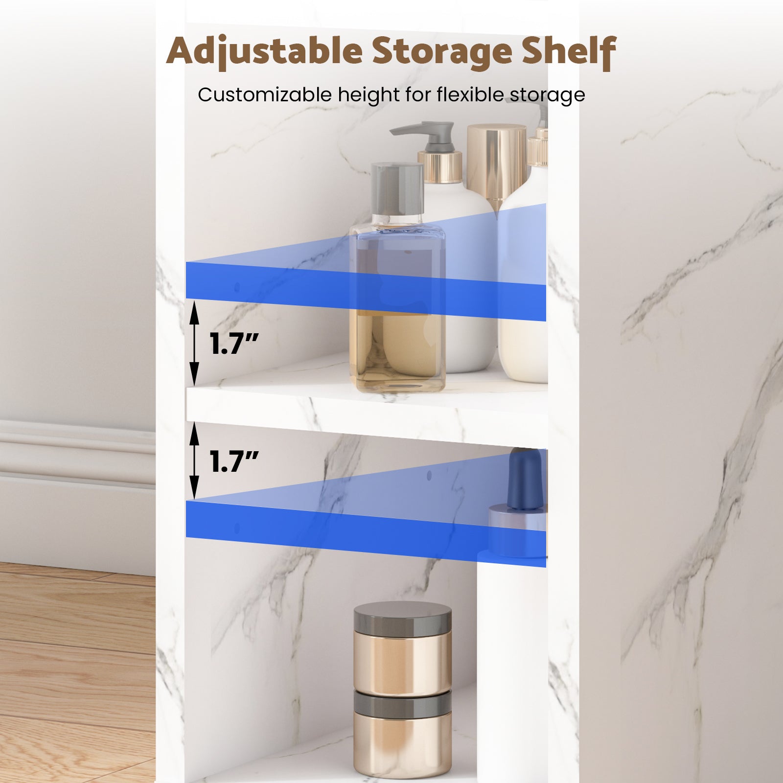 Advwin Foldable Nail Desk Storage Shelf & Fabric Drawer