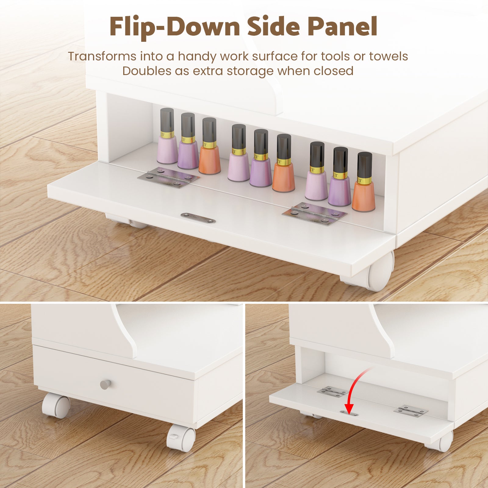 Advwin Portable Pedicure Foot Rest w/Wheels