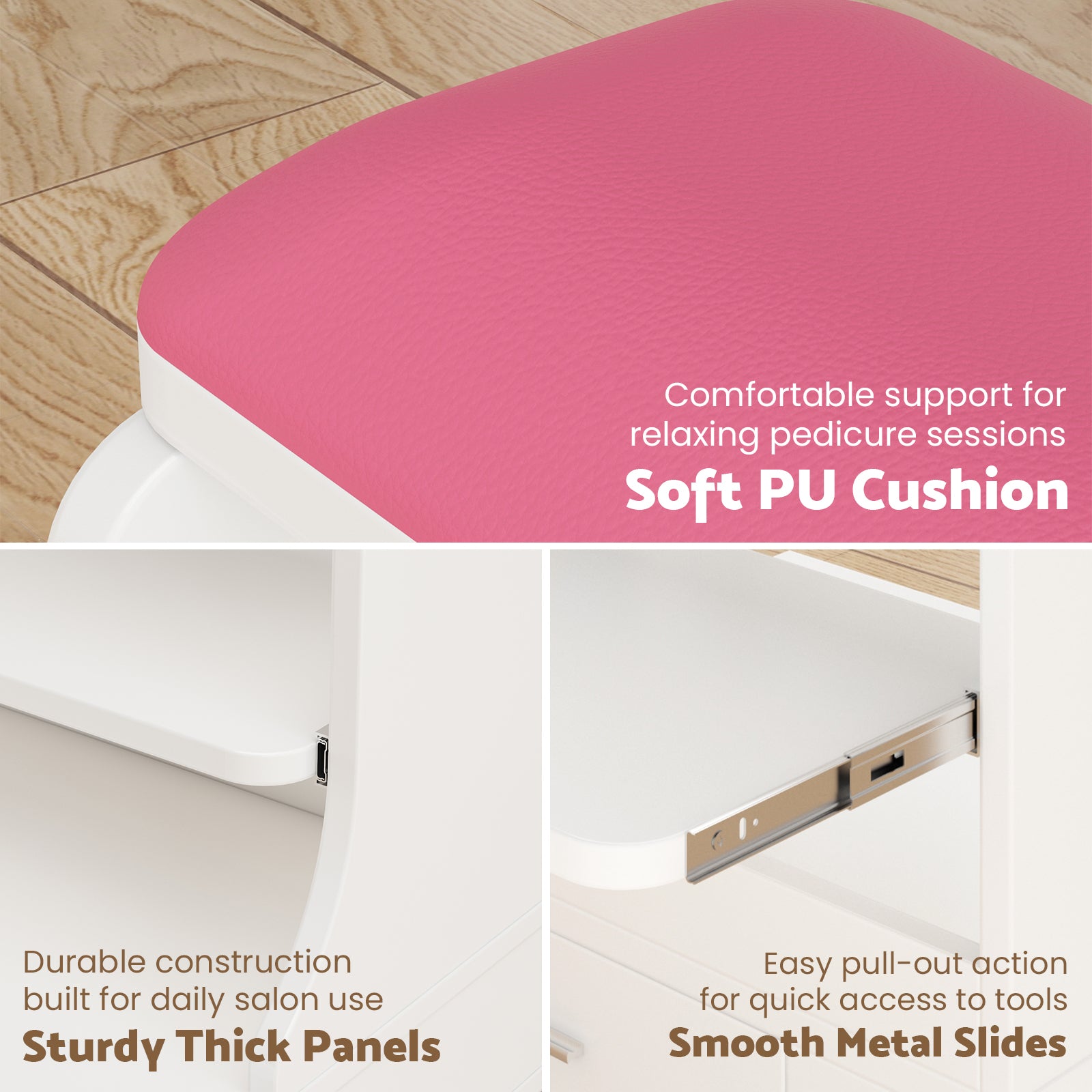 Advwin Portable Pedicure Foot Rest w/Wheels