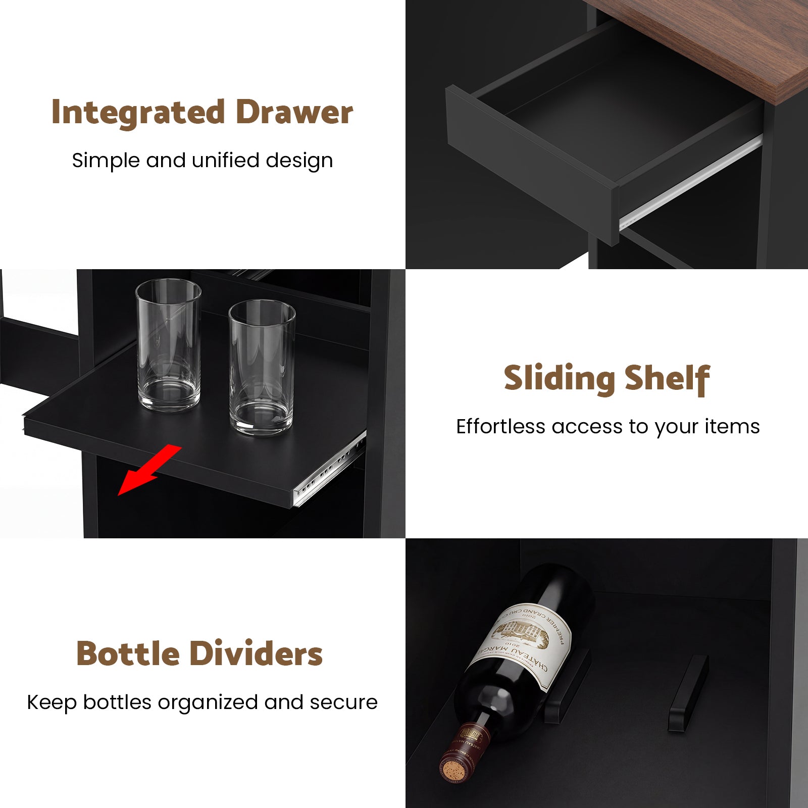 Advwin 8-Tier Tall Home Coffee Bar Cabinet