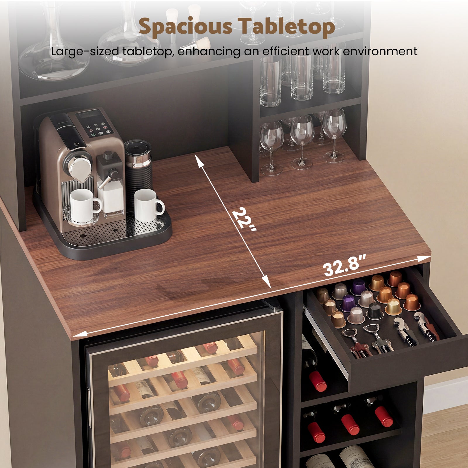 Advwin 8-Tier Tall Home Coffee Bar Cabinet