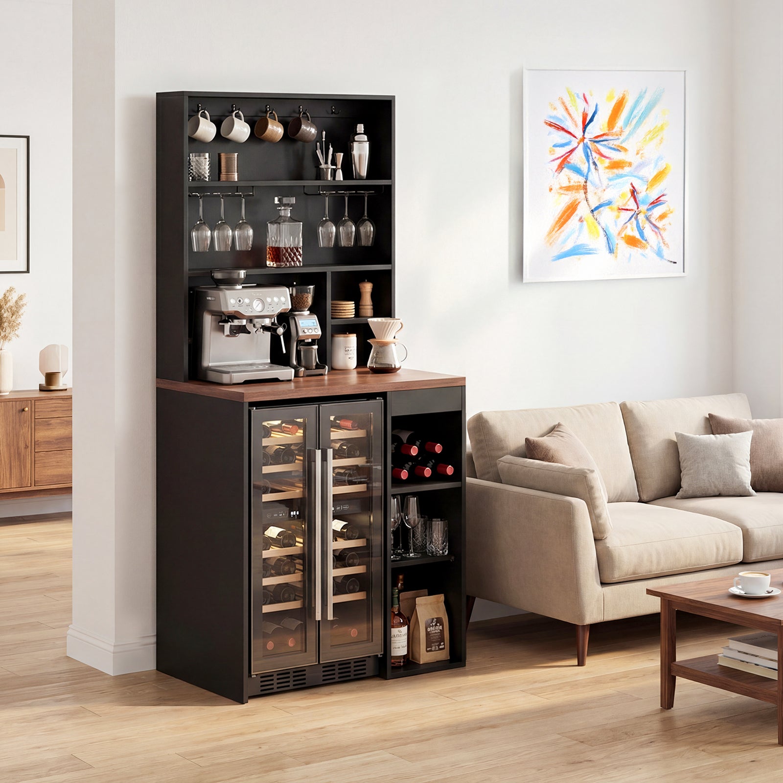 Advwin 8-Tier Tall Home Coffee Bar Cabinet