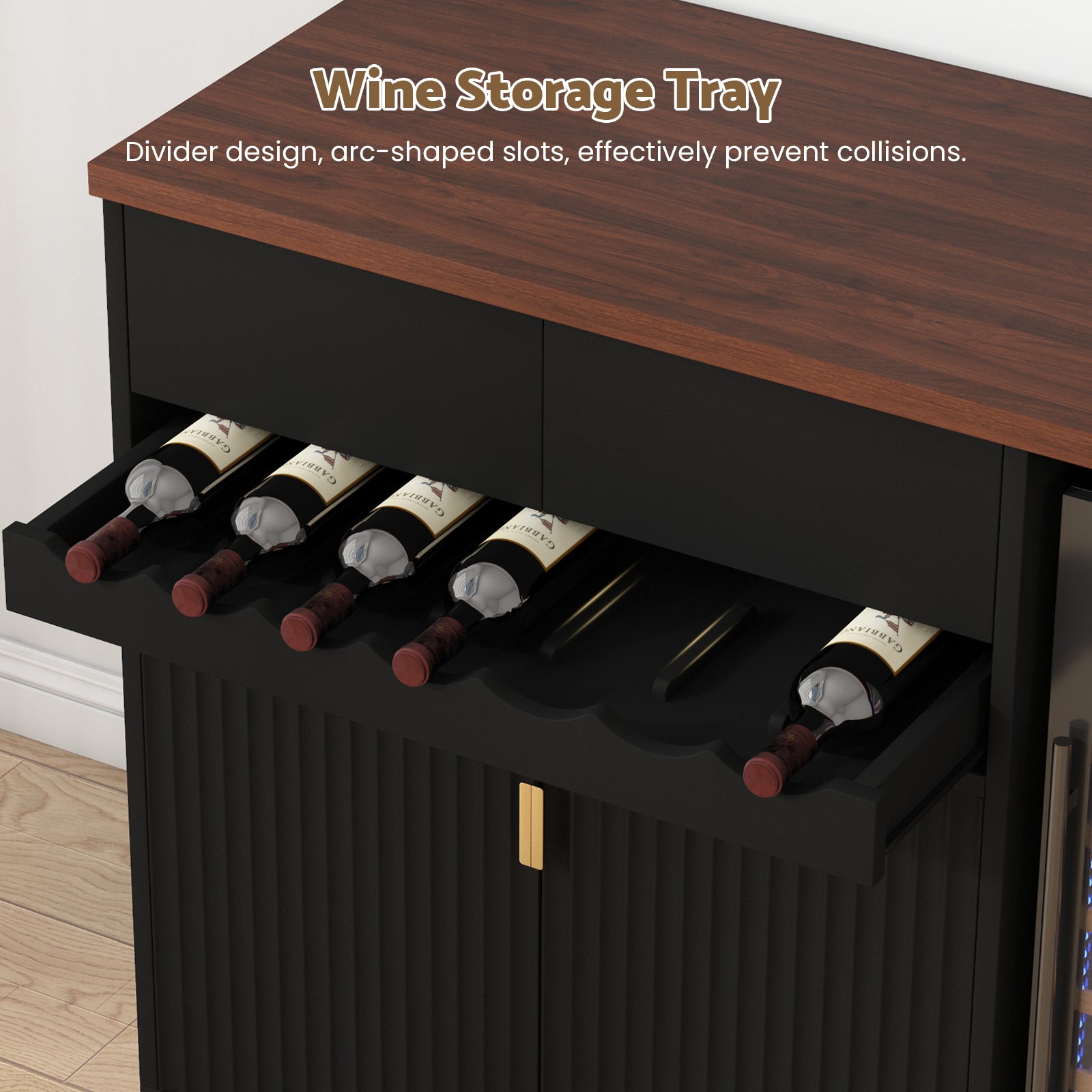 Advwin 54" Modern Coffee Bar Cabinet with Fridge Space