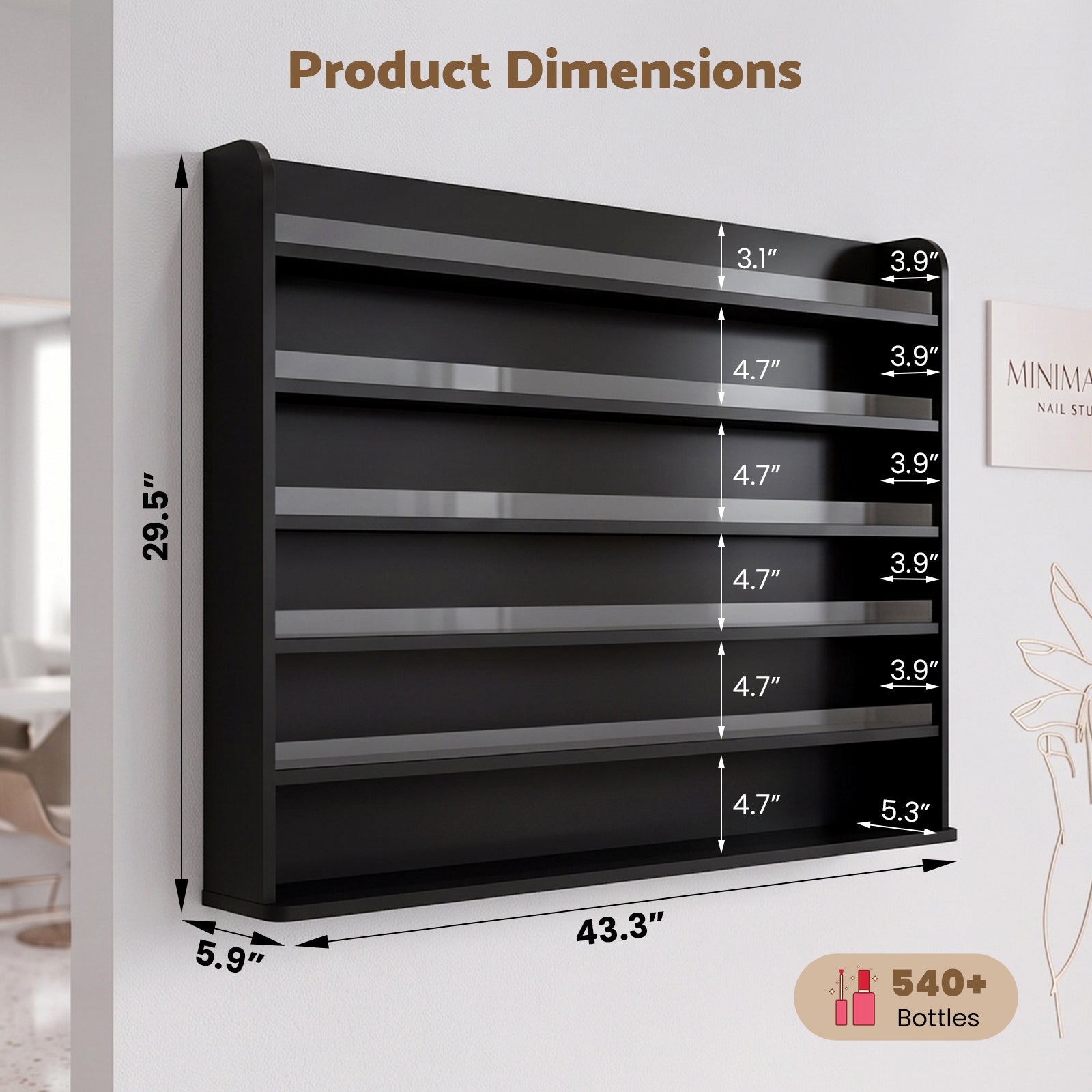 Advwin 6 Tiers Wood Nail Polish Rack w/ Drawer