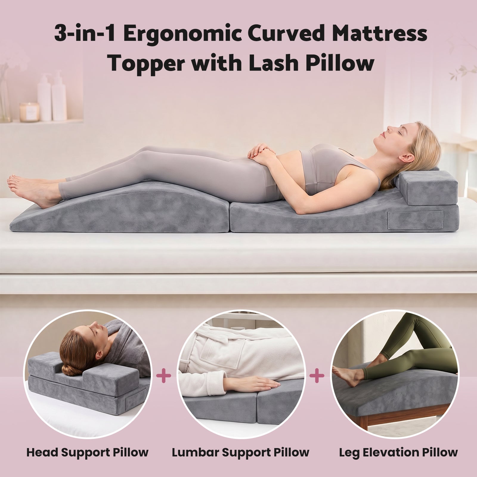 Advwin Foldable Lash Bed Topper with Lash Pillow