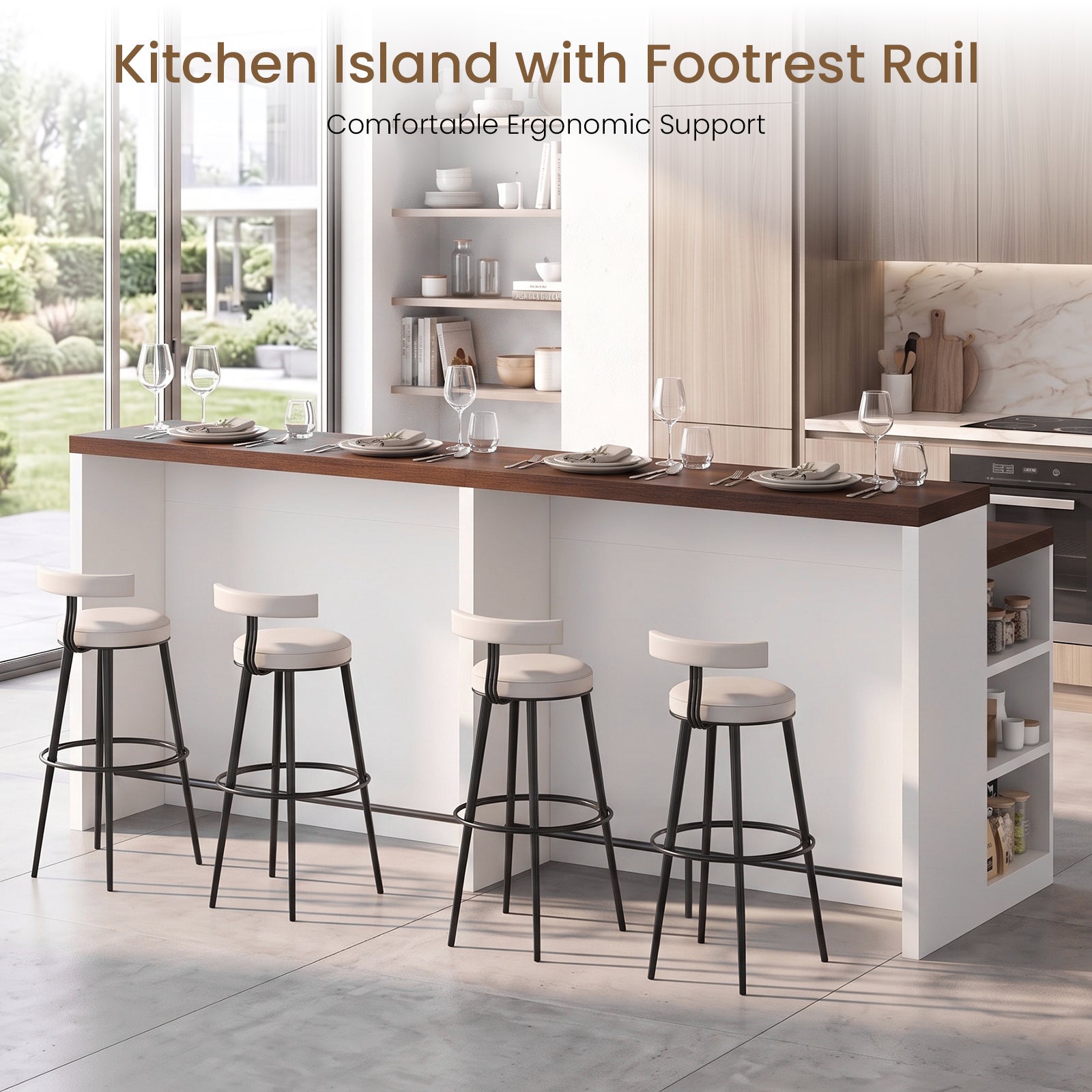 Advwin 92.5" Stationary Kitchen Island with Storage