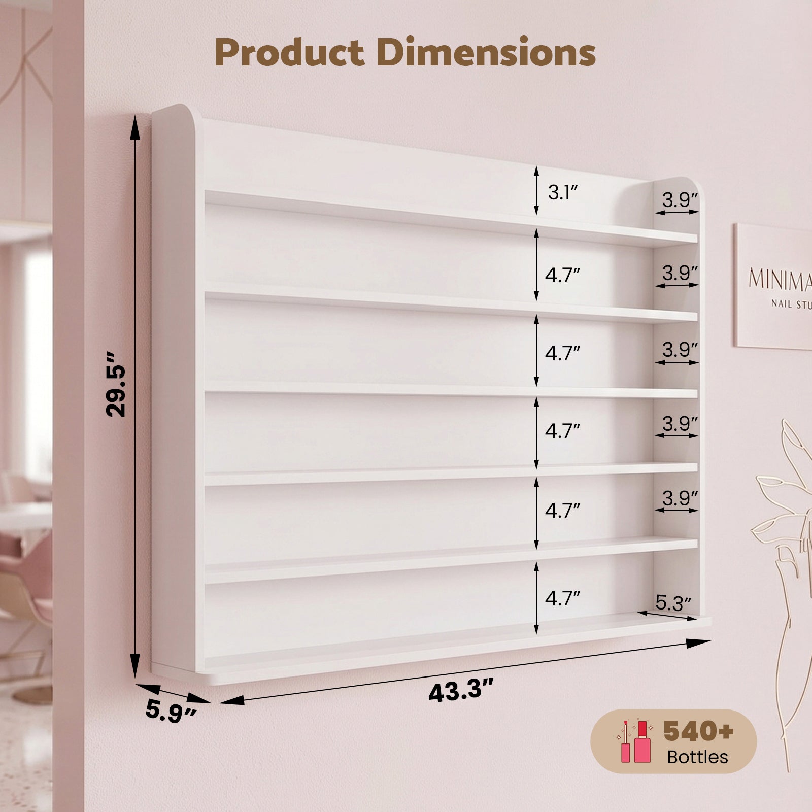Advwin 6 Tiers Wood Nail Polish Rack w/ Drawer