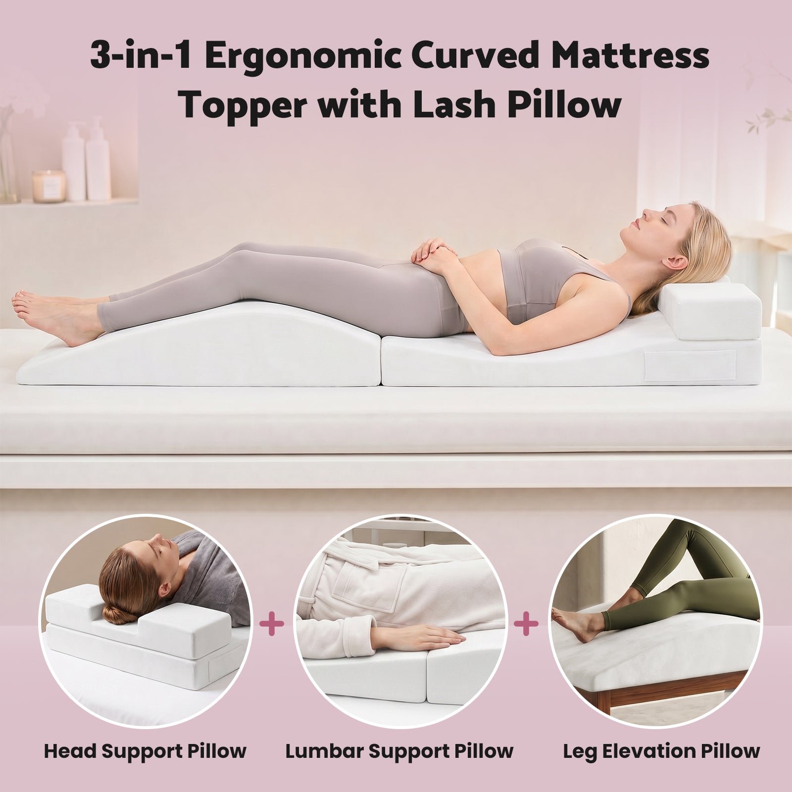 Advwin Foldable Lash Bed Topper with Lash Pillow