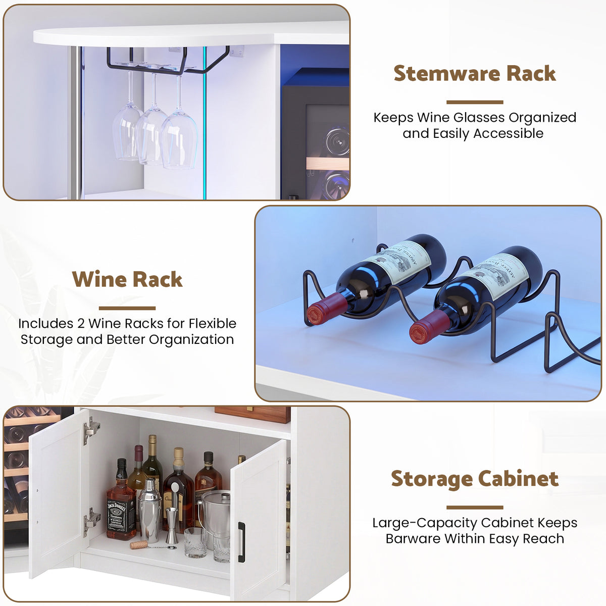 Advwin Corner Coffee Bar Cabinet w/ Fridge Space