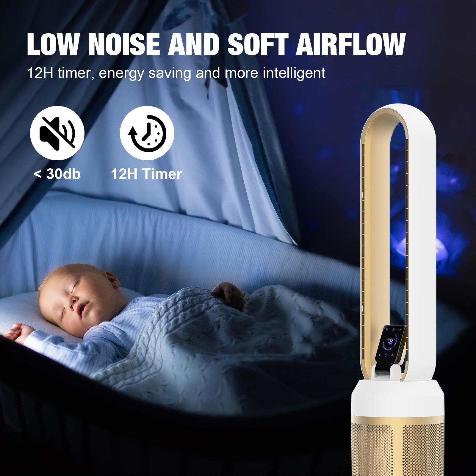 Advwin Electric Bladeless Fan with Touch Screen